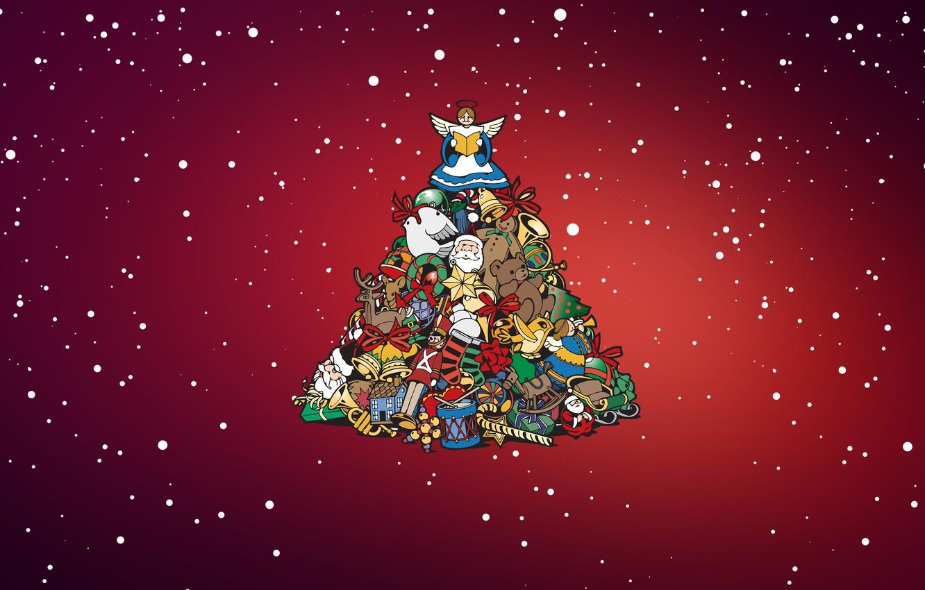 1332x850 Wallpaper Minimalism, Snow, Christmas, Snowflakes, Background, New year, Holiday, Art, Christmas, Art, Mood, Tree, Toys, Snow, New Year, Background image for desktop, section новый год