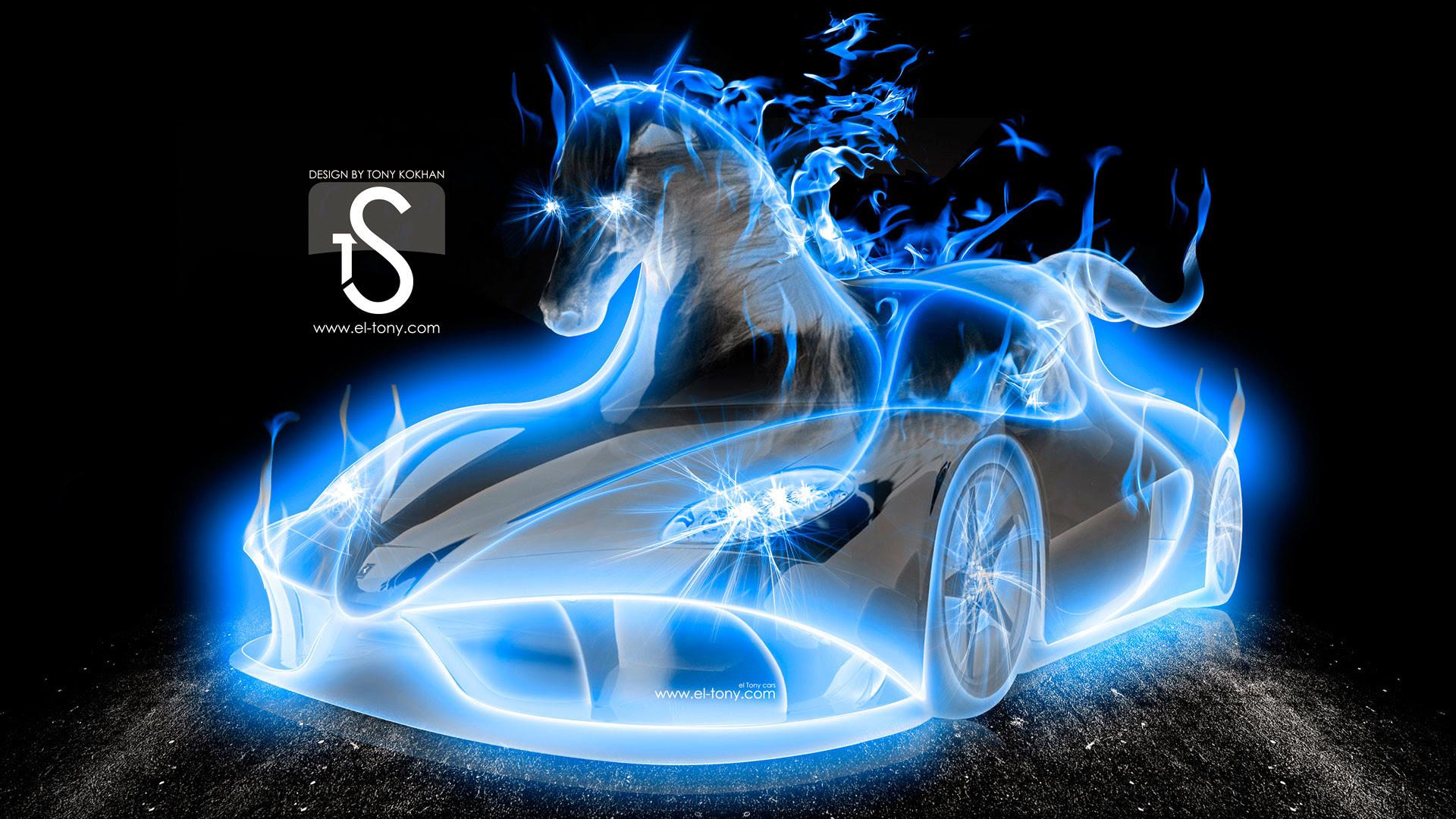 1920x1080 Blue Cool Fire Lamborghini Wallpaper