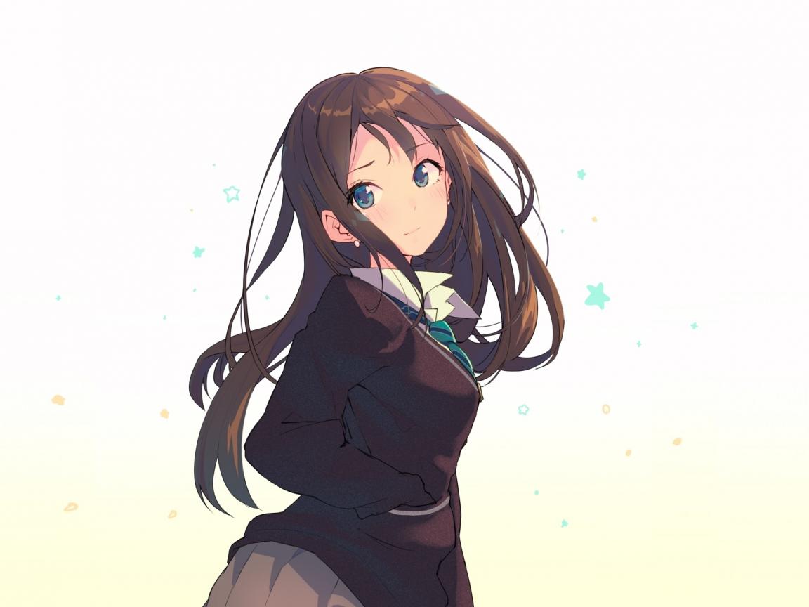 1152x864 Download 1152x864 wallpaper anime, cute, school girl, long hair, blue eyes, art, standard 4: fullscreen, 1152x864 HD image, background, 16653