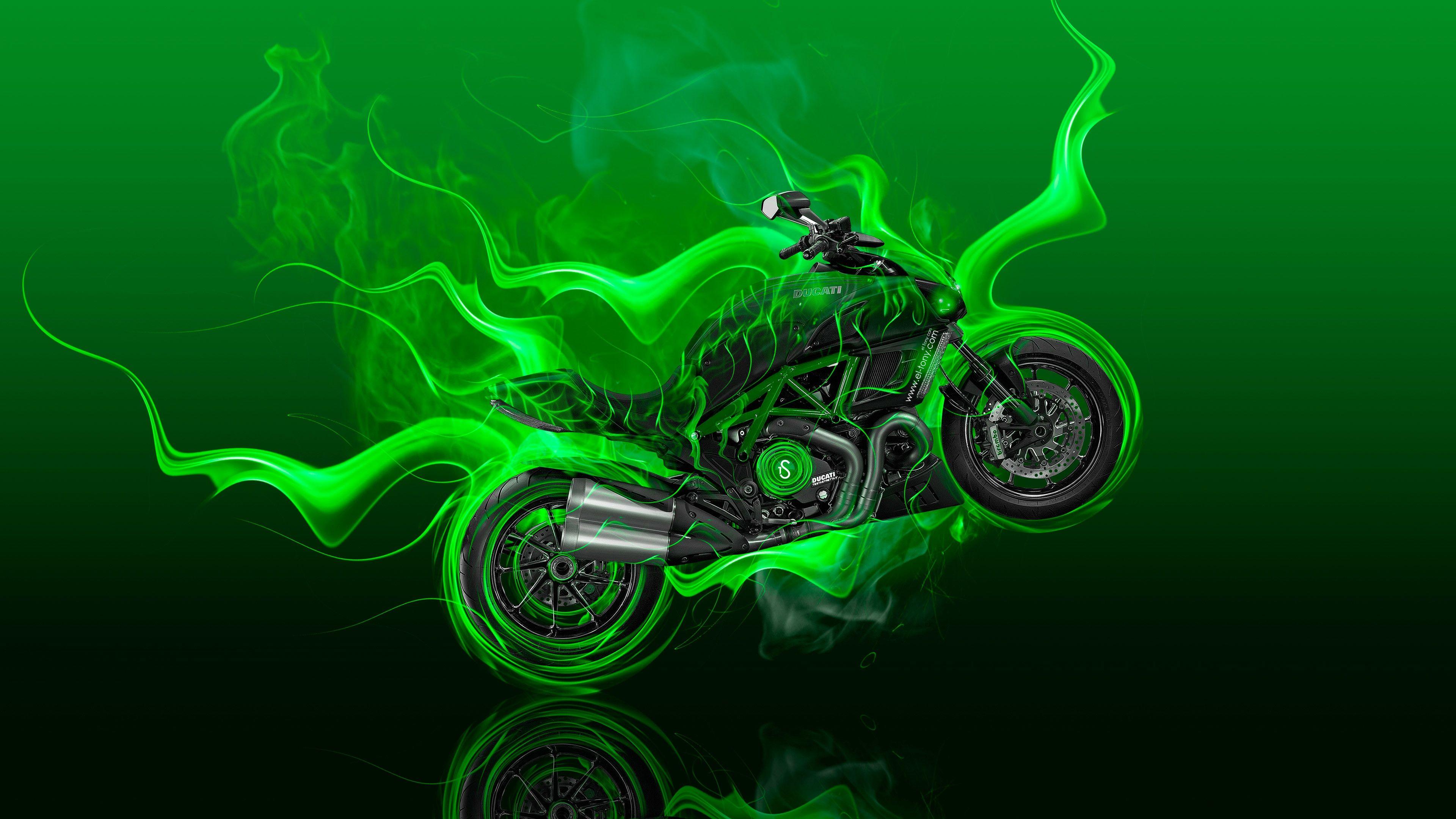 3840x2160 Green Flame Wallpaper