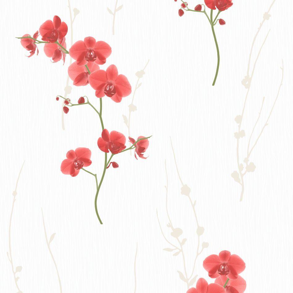 950x950 Muriva Floral Wallpaper Orchid Red. Ilustraciones y carteles