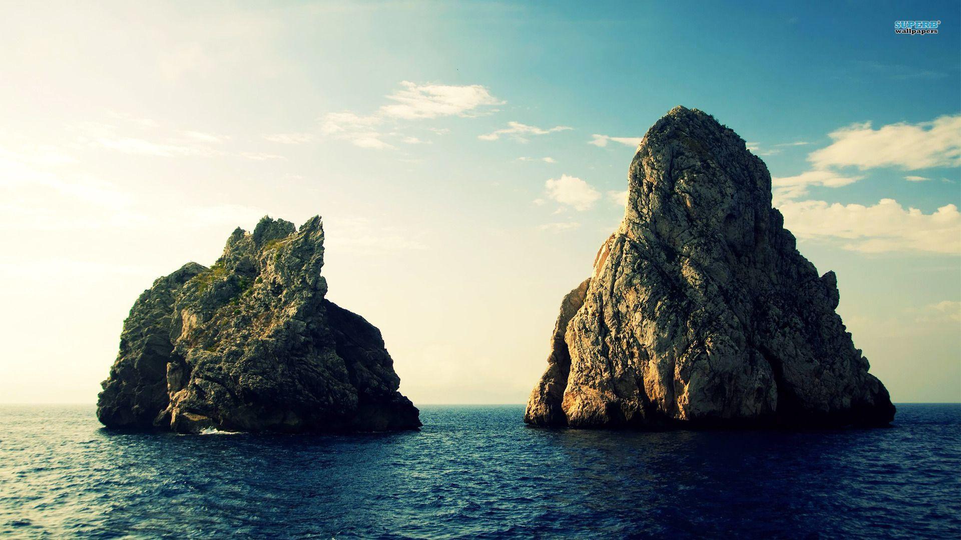 1920x1080 Oceanic Rock Wallpaper