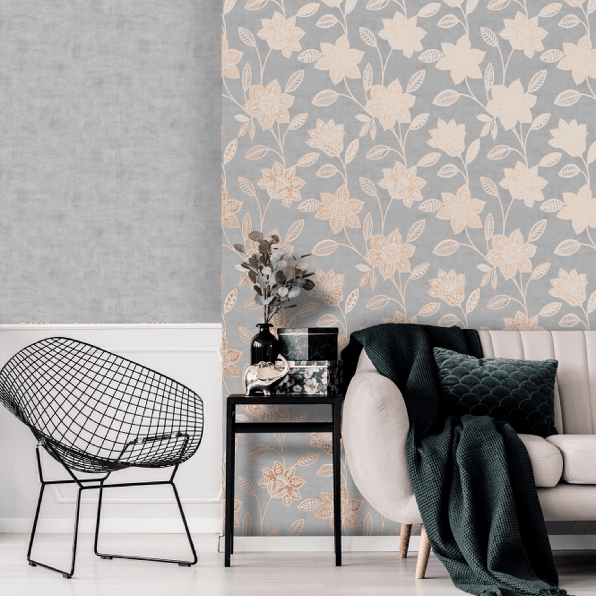 2048x2048 Fiorella Grey Rose Gold Wallpaper