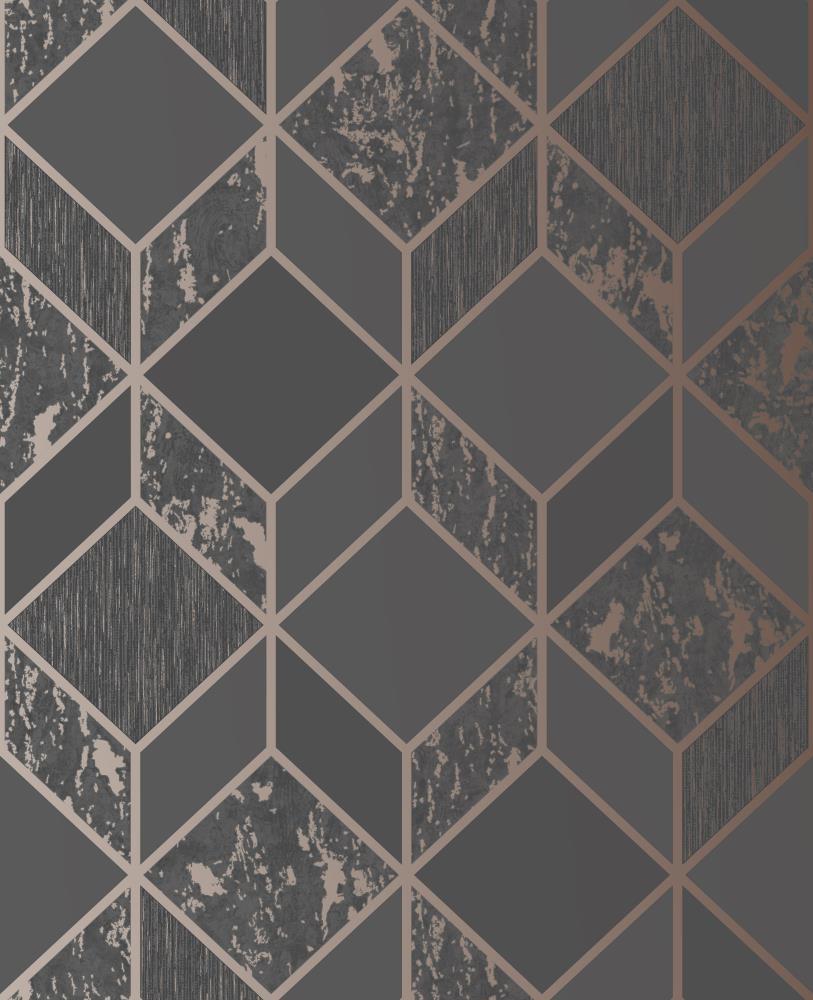 813x1000 Superfresco Vittorio 56 Sq Ft Charcoal Rose Gold Paper Textured Geometric Unpasted Wallpaper In The Wallpaper Department At