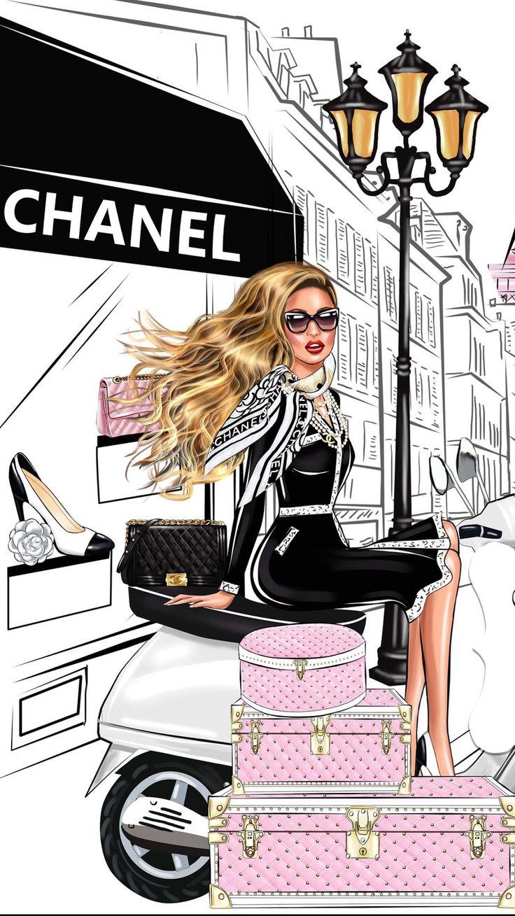 736x1309 Wallpaper iPhone. Chanel art, Fashion art illustration, Fashion design sketches
