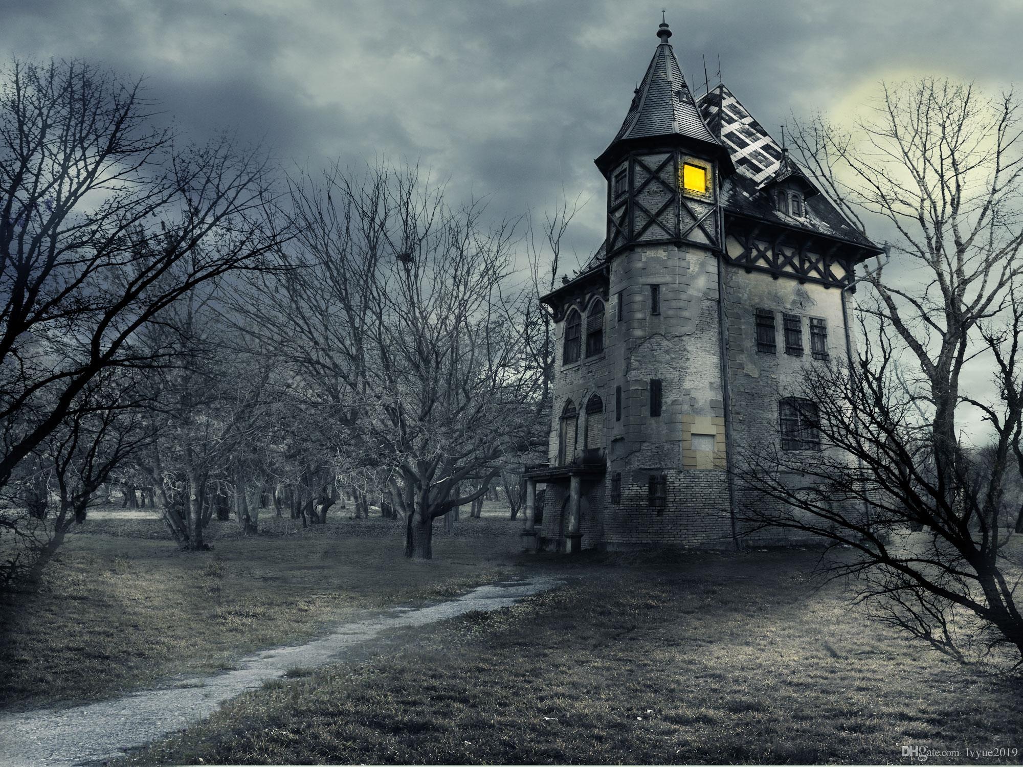 2000x1500 Wholesale Stylish And Cheap BRAND Halloween Castle Night Vinyl Photography Backdrops Haunted House Trees Photo Booth Background For Children Birthday Party Studio Props