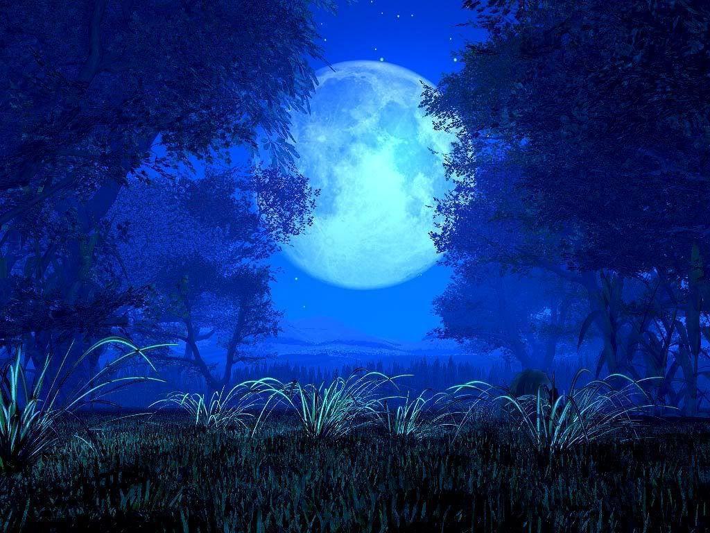 1024x768 Beautiful Blue Moon Wallpaper