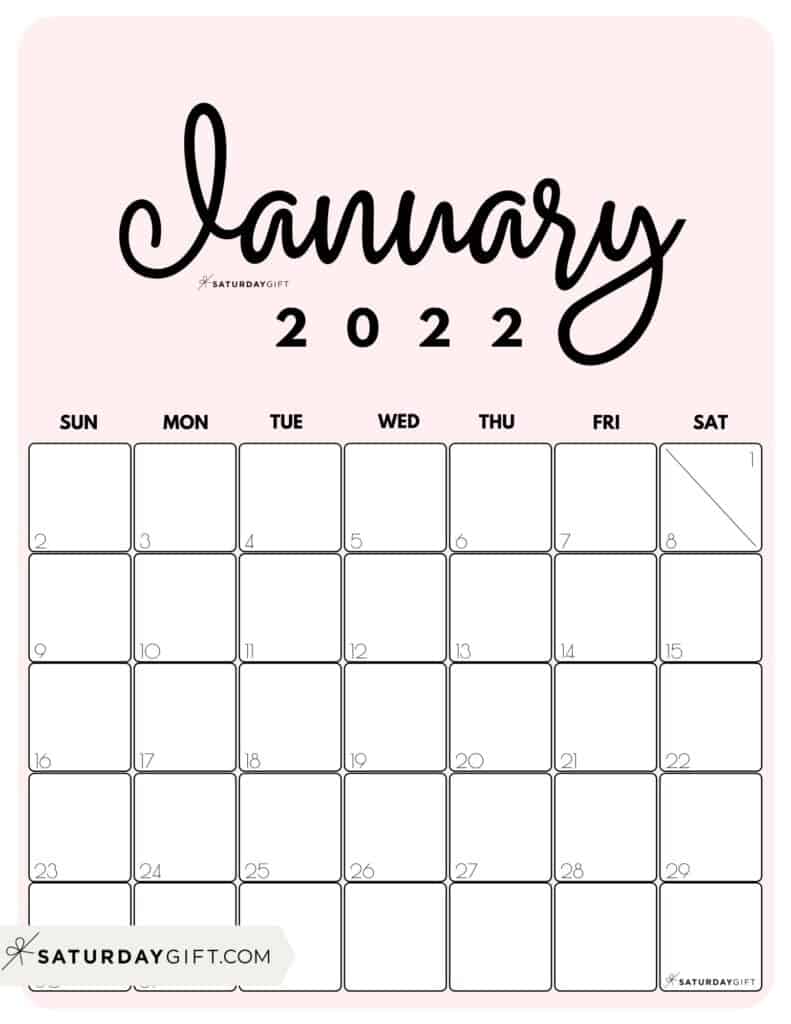 791x1024 Cute (& Free!) Printable January 2022 Calendar Designs