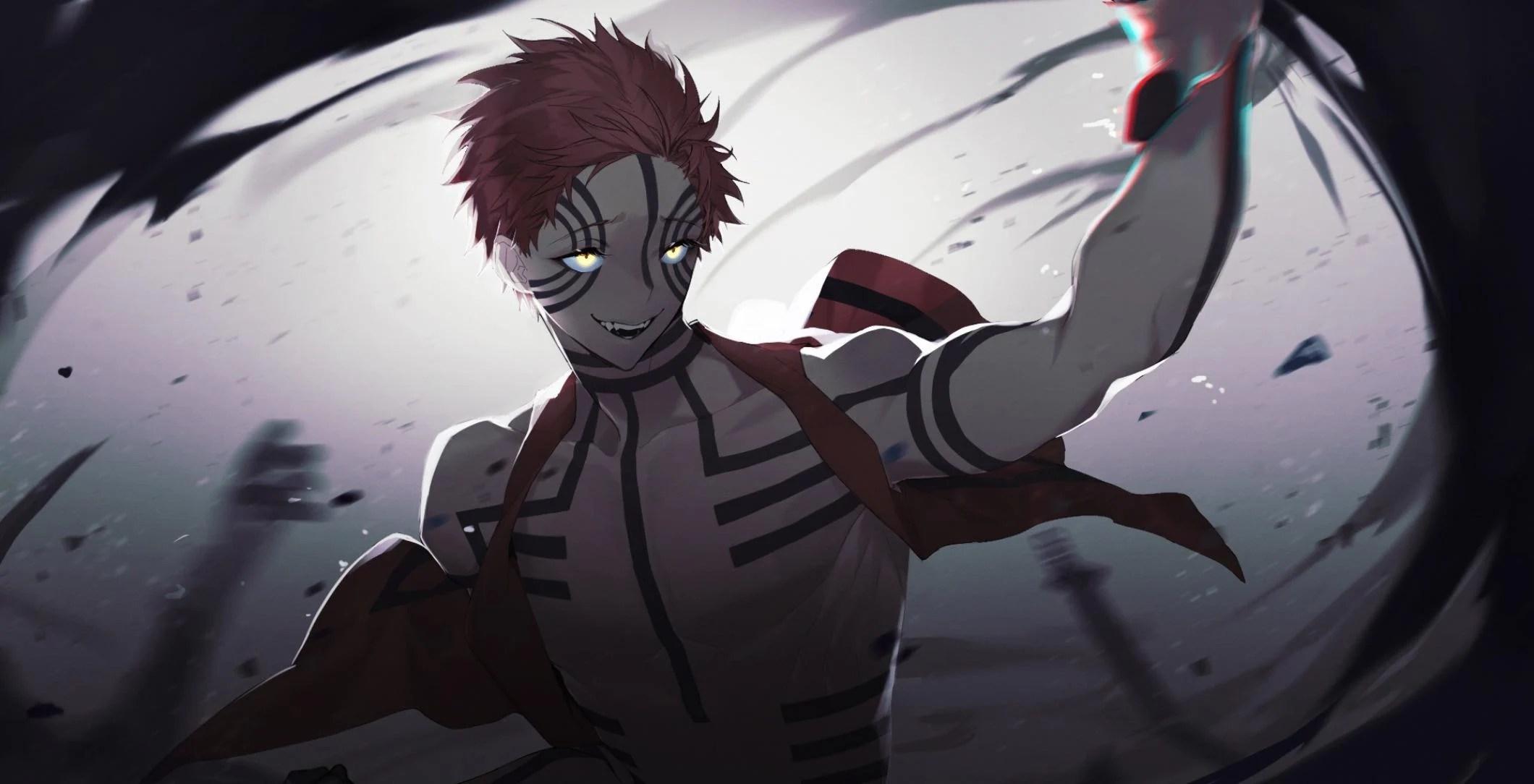 2120x1084 4k Ultra HD Akaza Demon Slayer Wallpaper
