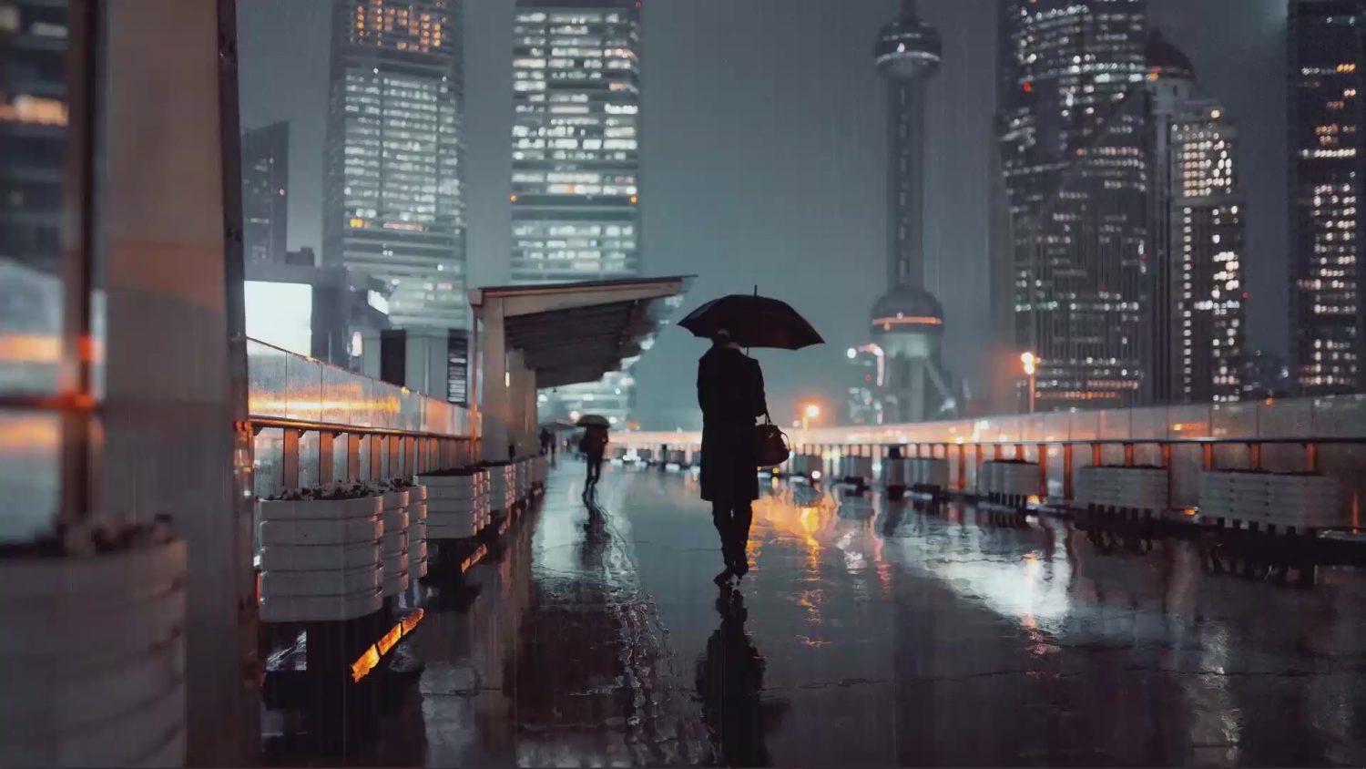 1500x844 Rainy City Street Live Wallpaper