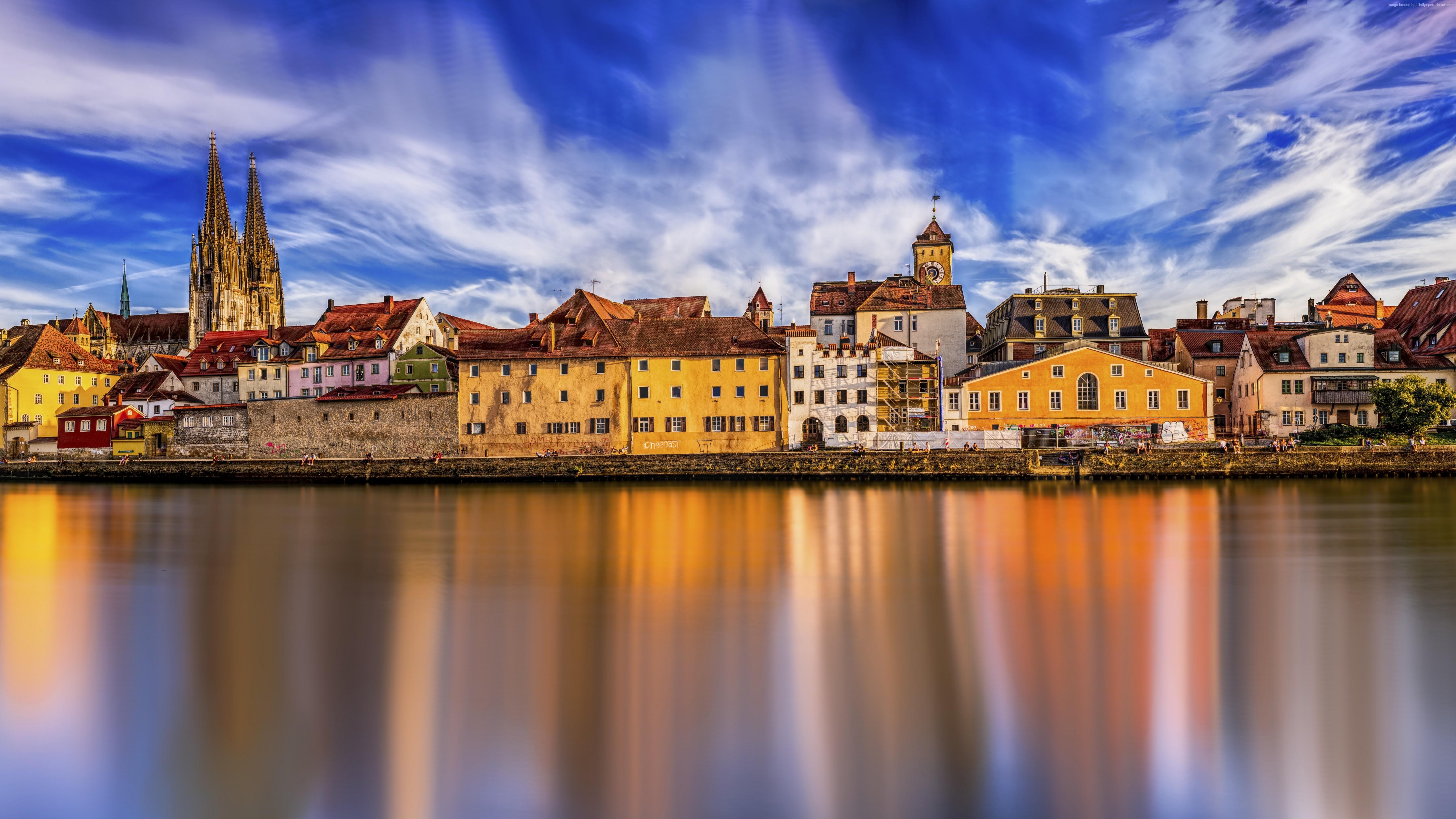 5120x2880 #Regensburg, #river Danube, k, #Germany HD Wallpaper