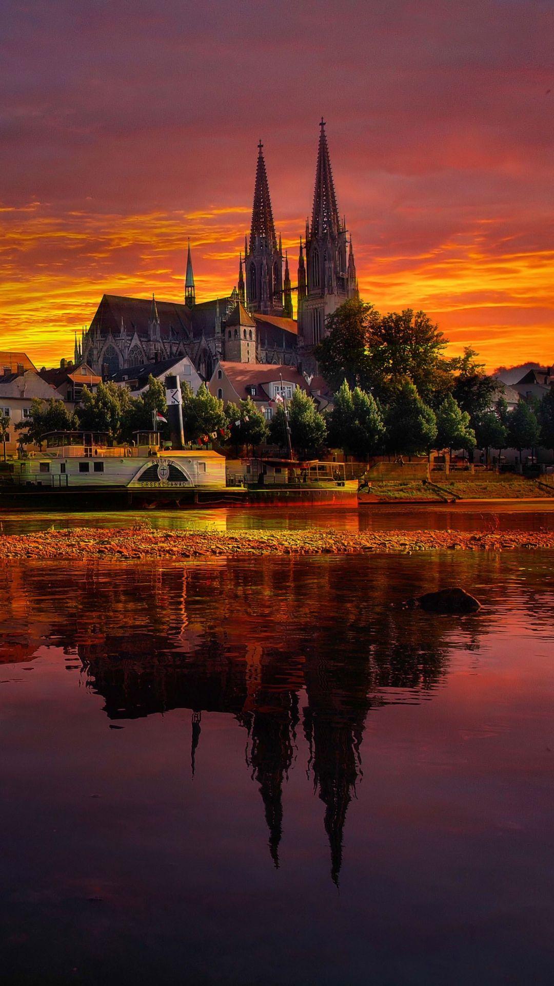 1080x1920 Download Wallpaper 1080x1920 regensburg, germany, sunset, cityscape Sony Xperia Z ZL, Z, Samsung Galaxy S4. Regensburg germany, Regensburg, Wonders of the world
