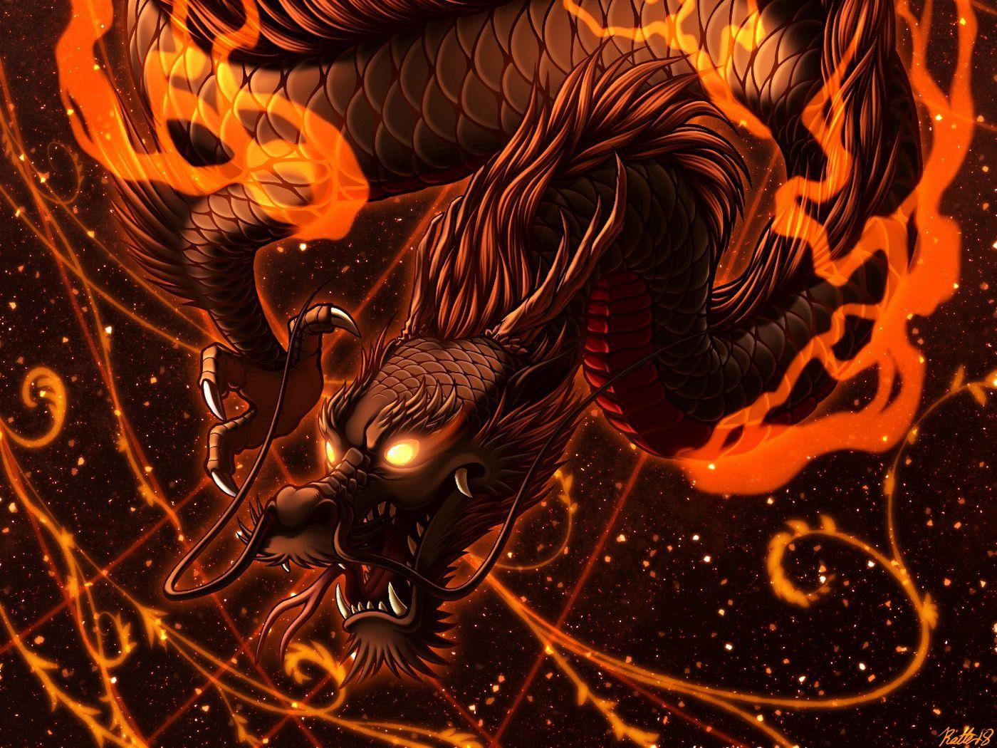1400x1050 Download wallpaper 1400x1050 dragon, fire, art, flame, snake, fantastic standard 4:3 HD background