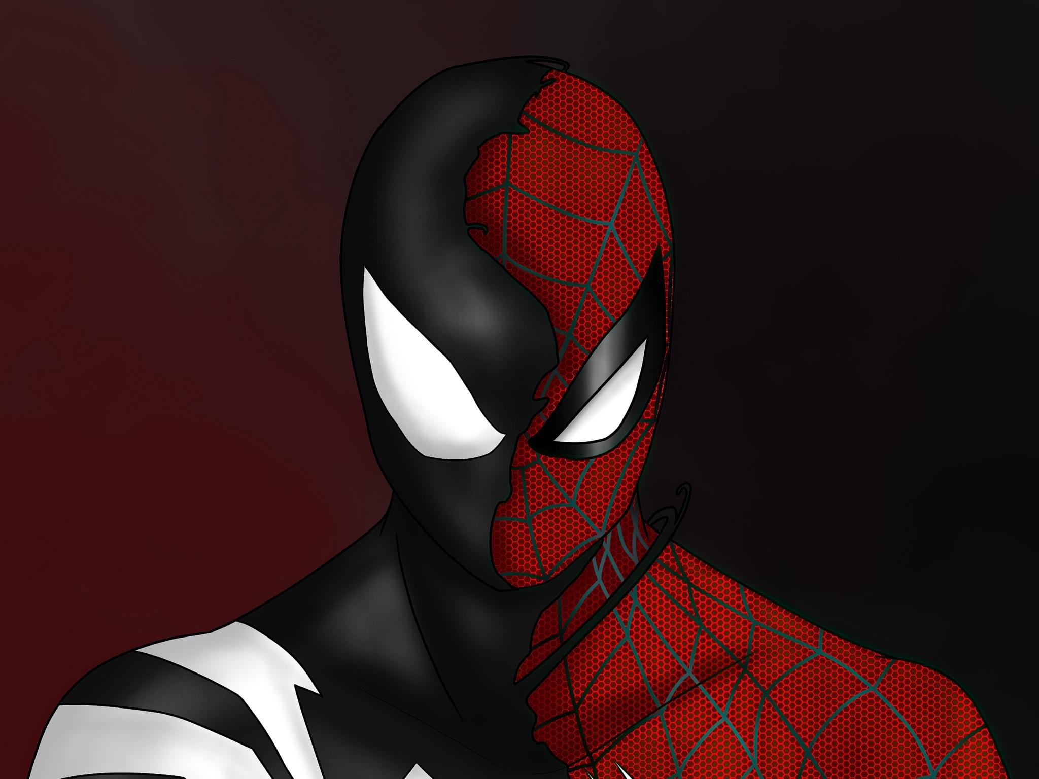 2048x1536 Wallpaper 4k Spider Man Custom Symbiote Red Suit Split 4k Wallpaper