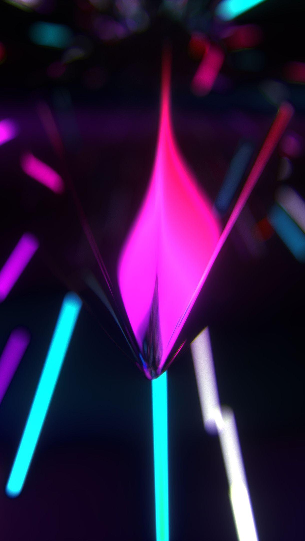 1220x2160 Neon lights in perspective Wallpaper 4k Ultra HD