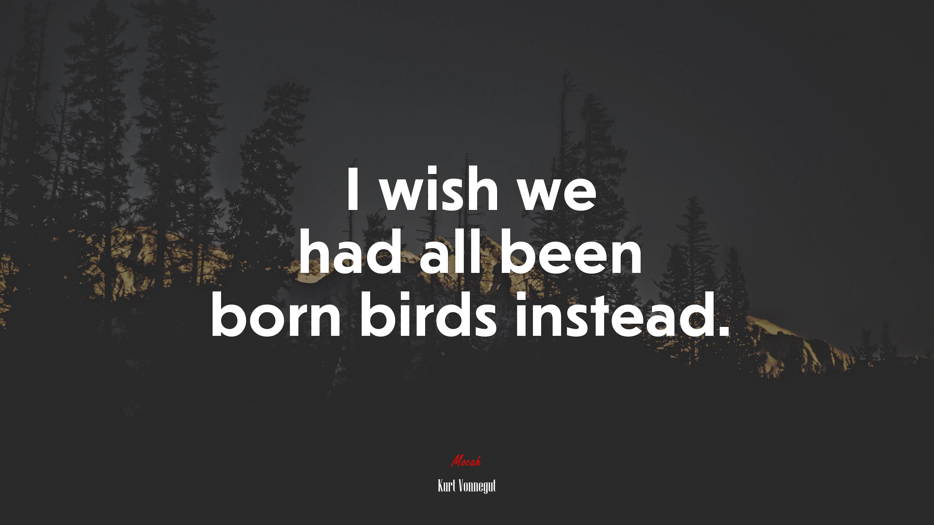 3840x2160 I wish we had all been born birds instead. Kurt Vonnegut quote, 4k wallpaper HD Wallpaper