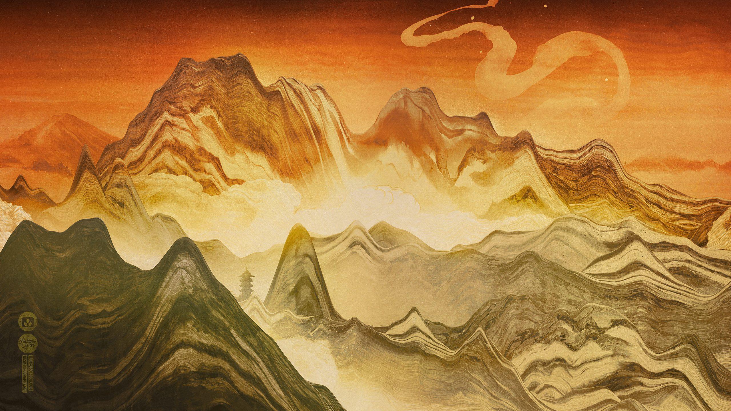 2560x1440 Golden Mountain