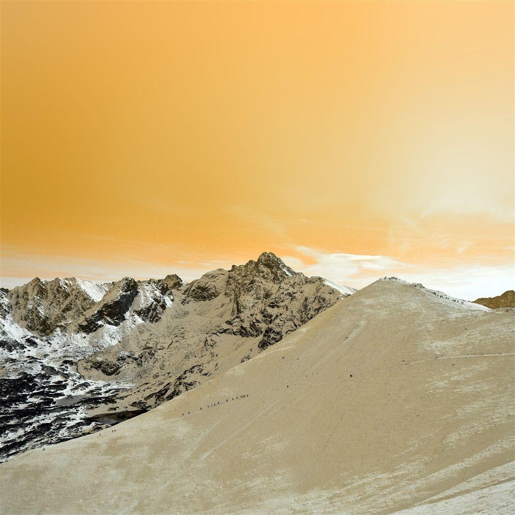1024x1024 Winter Mountain Snow Gold Nature Orange #Retina #iPad #Air #wallpaper. Gold nature wallpaper, Winter mountain, Snow mountain