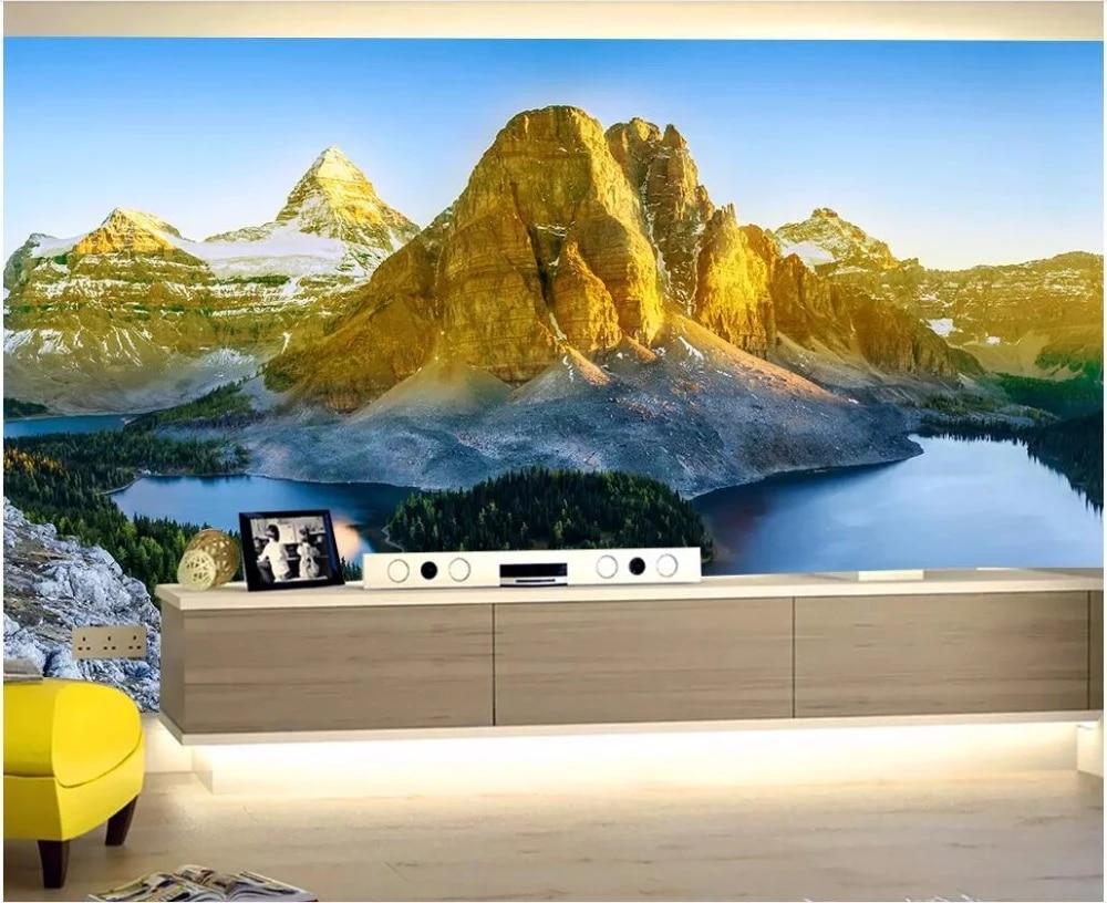1000x816 custom photo 3D wallpaper Gold mountain natural landscape background wall room Home decor 3D wall murals wallpaper for walls 3 d. Wallpaper