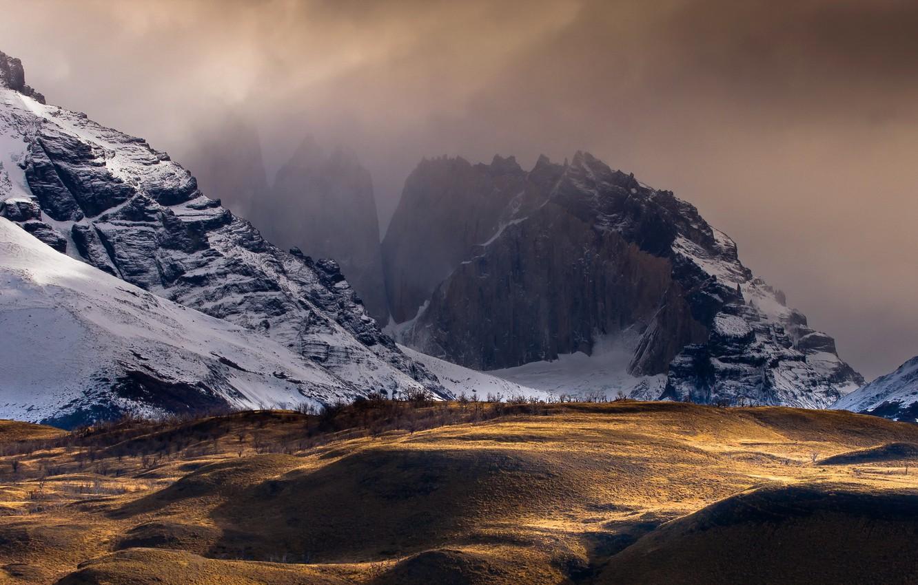 1332x850 Wallpaper light, gold, landscape, mountains, cold, chile, golden hour, dreamscape image for desktop, section пейзажи