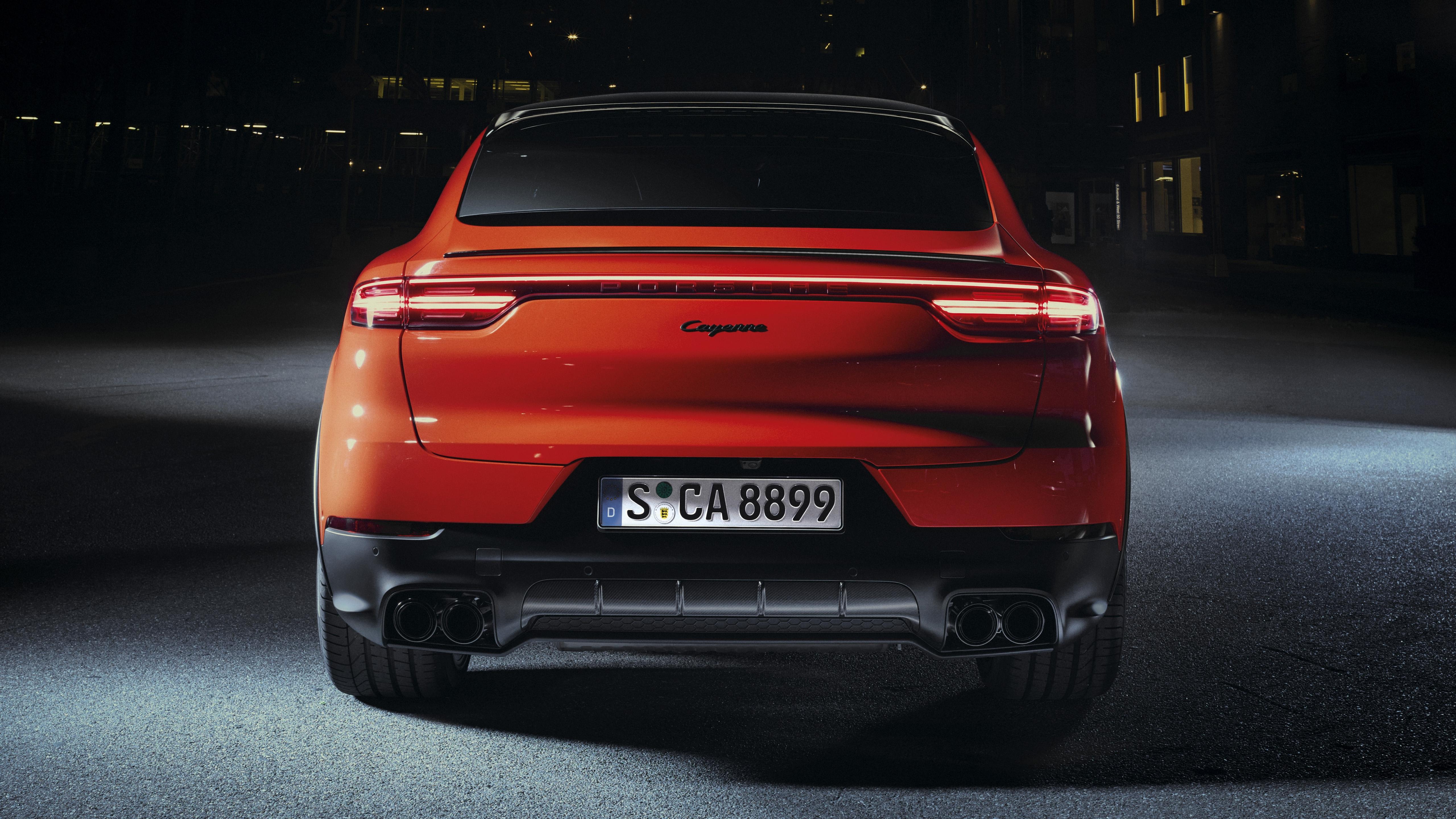 5120x2880 Porsche Cayenne Coupe To 2019 Orange Back View 5k