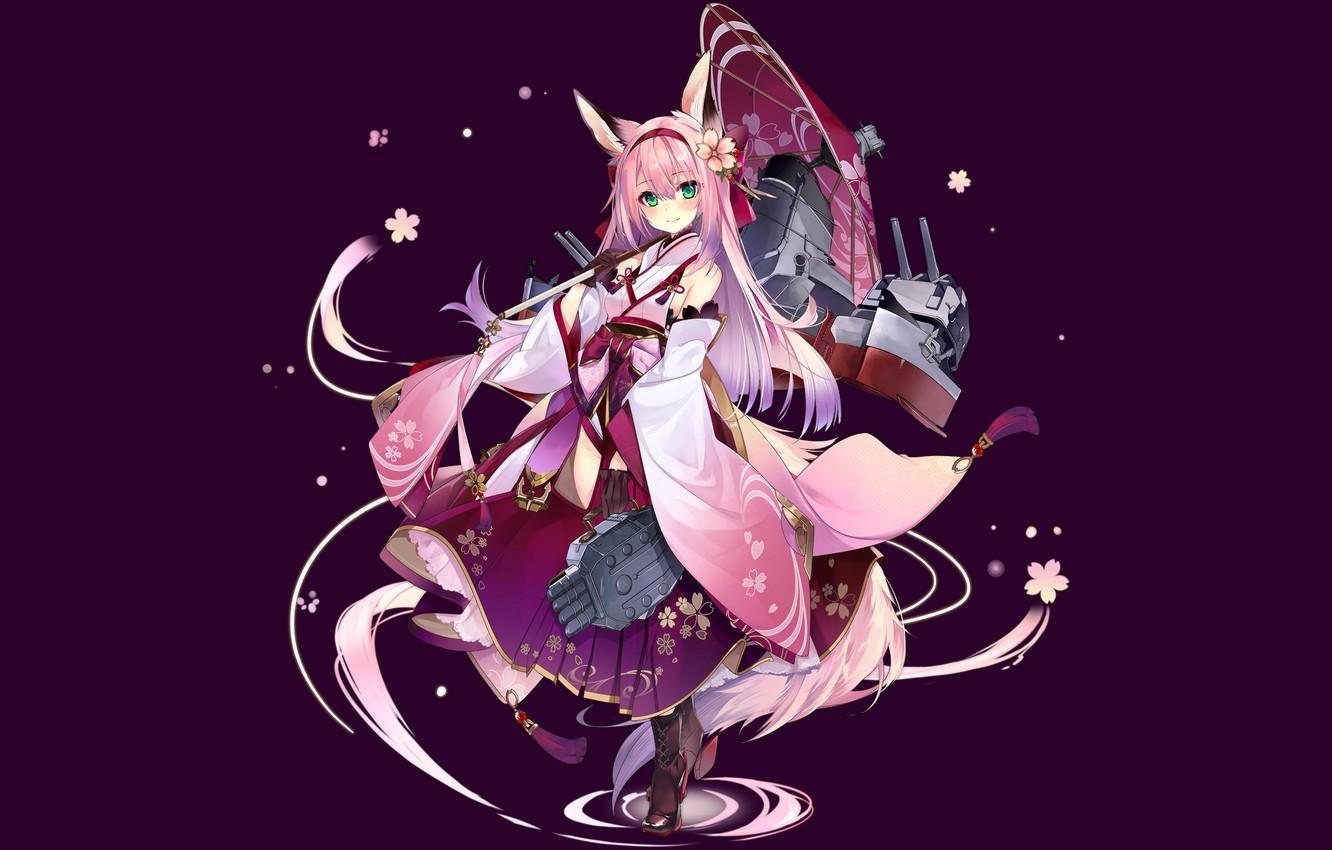 1332x850 Wallpaper girl, pink hair, long hair, anime, beautiful, pretty, attractive, handsome, Azur Lane, Hanazuki image for desktop, section арт