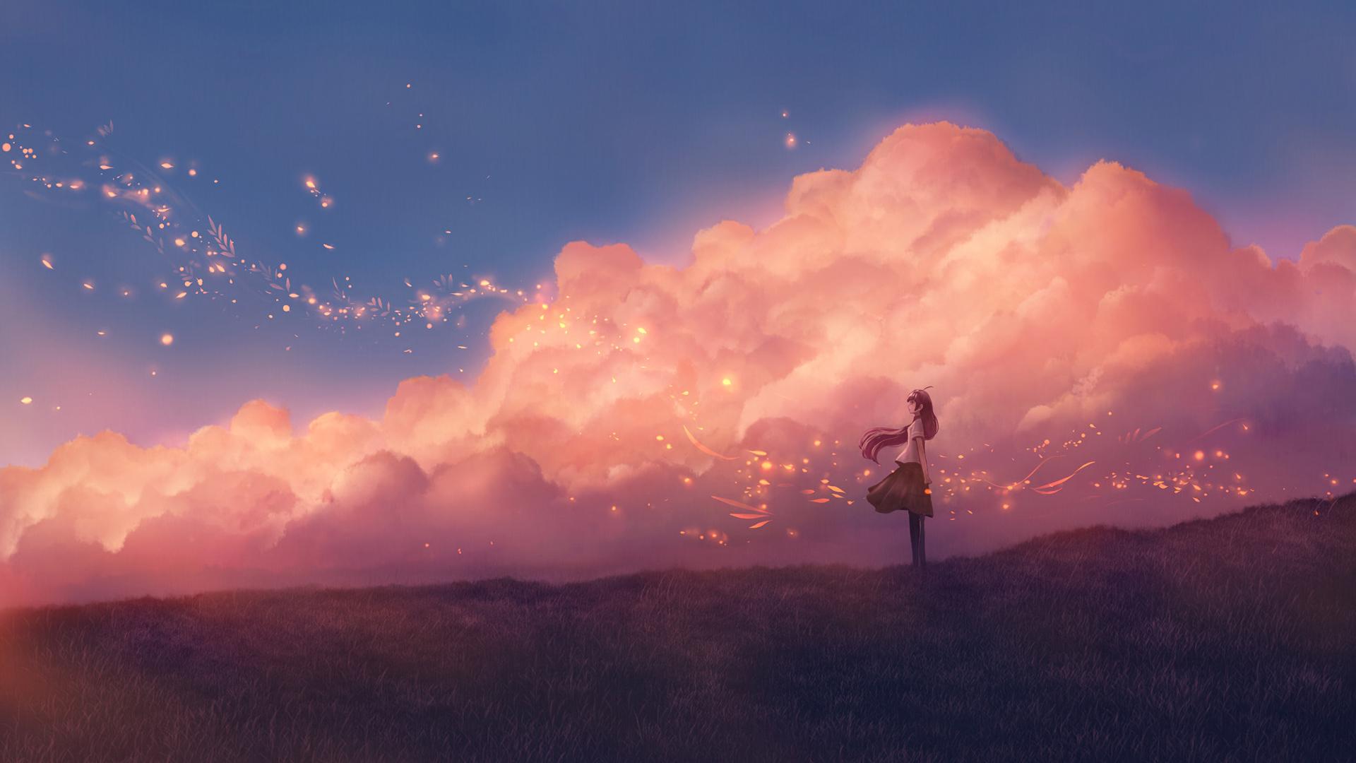 1920x1080 Anime Girl Sky Clouds, HD Anime, 4k Wallpaper, Image, Background, Photo and Picture