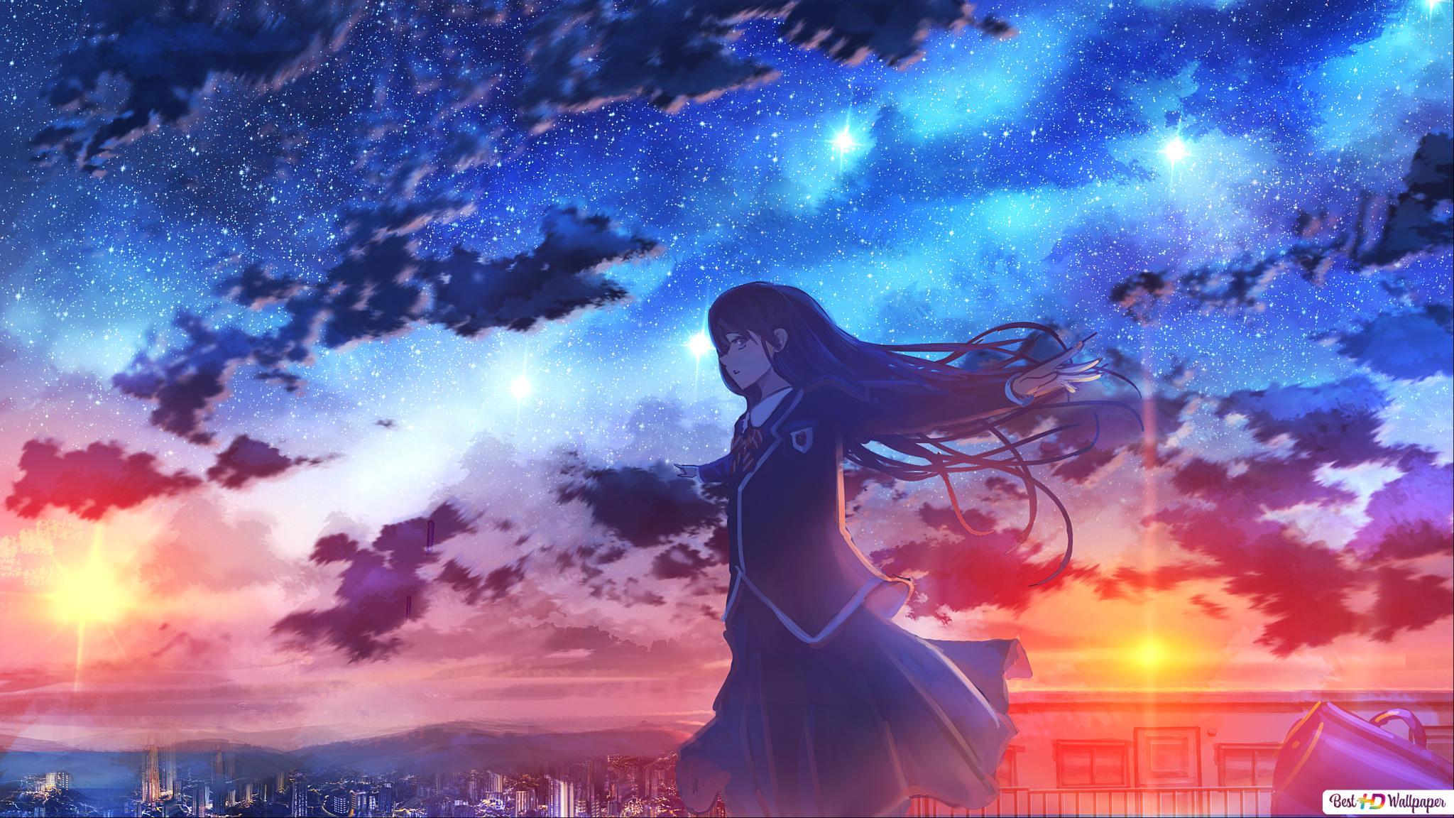 Anime Girl Sky Wallpapers - Top Free Anime Girl Sky Backgrounds ...