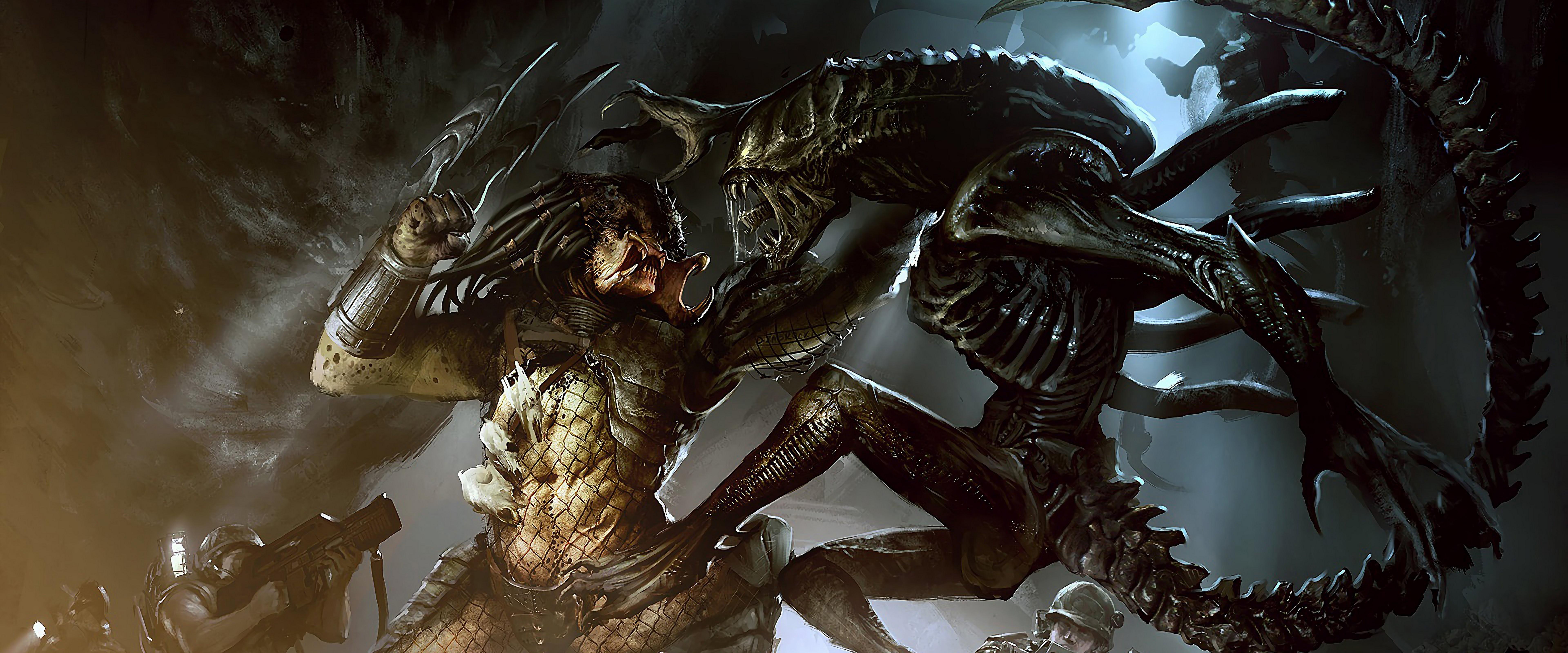 7680x3200 Predator Alien Xenomorph 4K Wallpaper