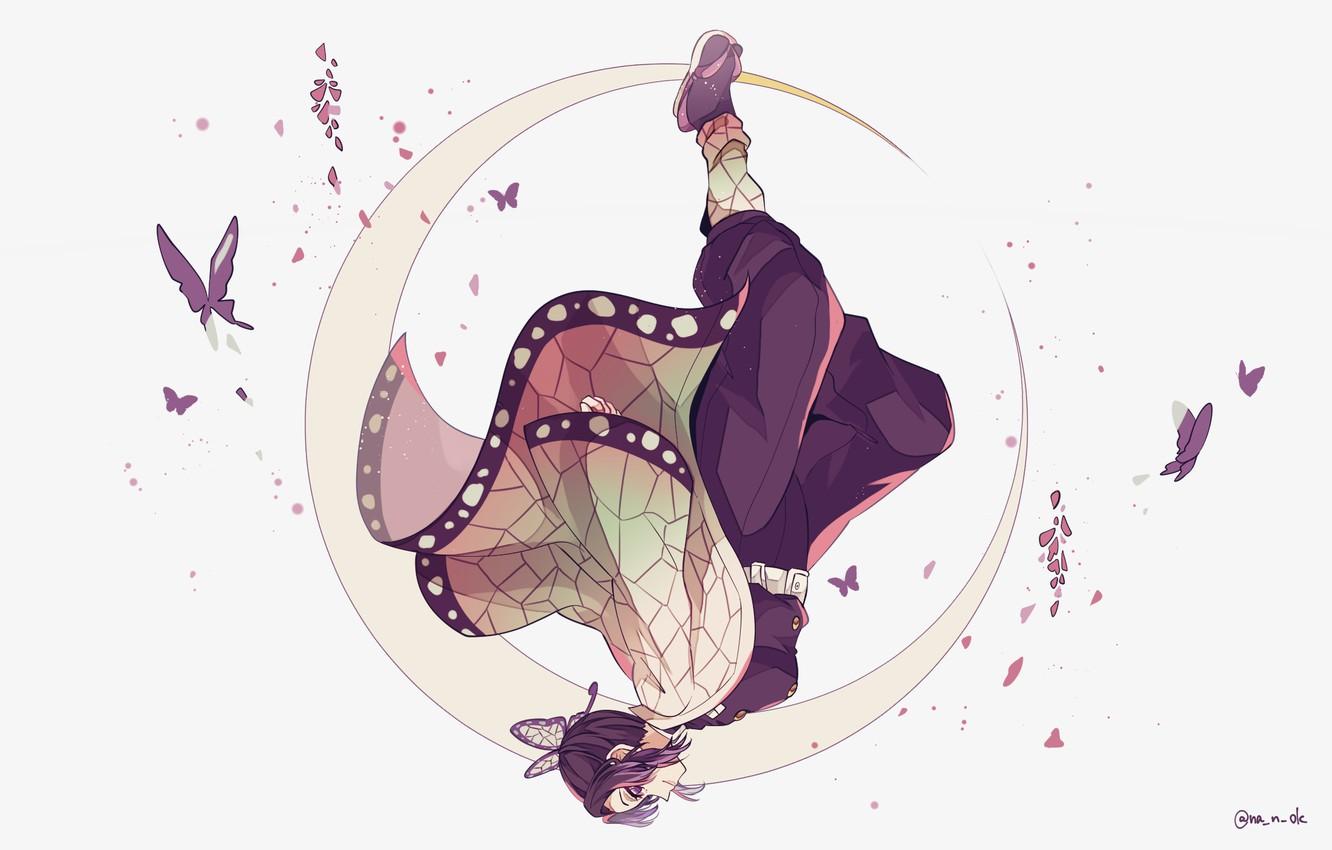 1332x850 Wallpaper girl, butterfly, a month, The Blade Cleaves Demons, Demon Slayer: Kimetsu No Yaiba image for desktop, section сёнэн