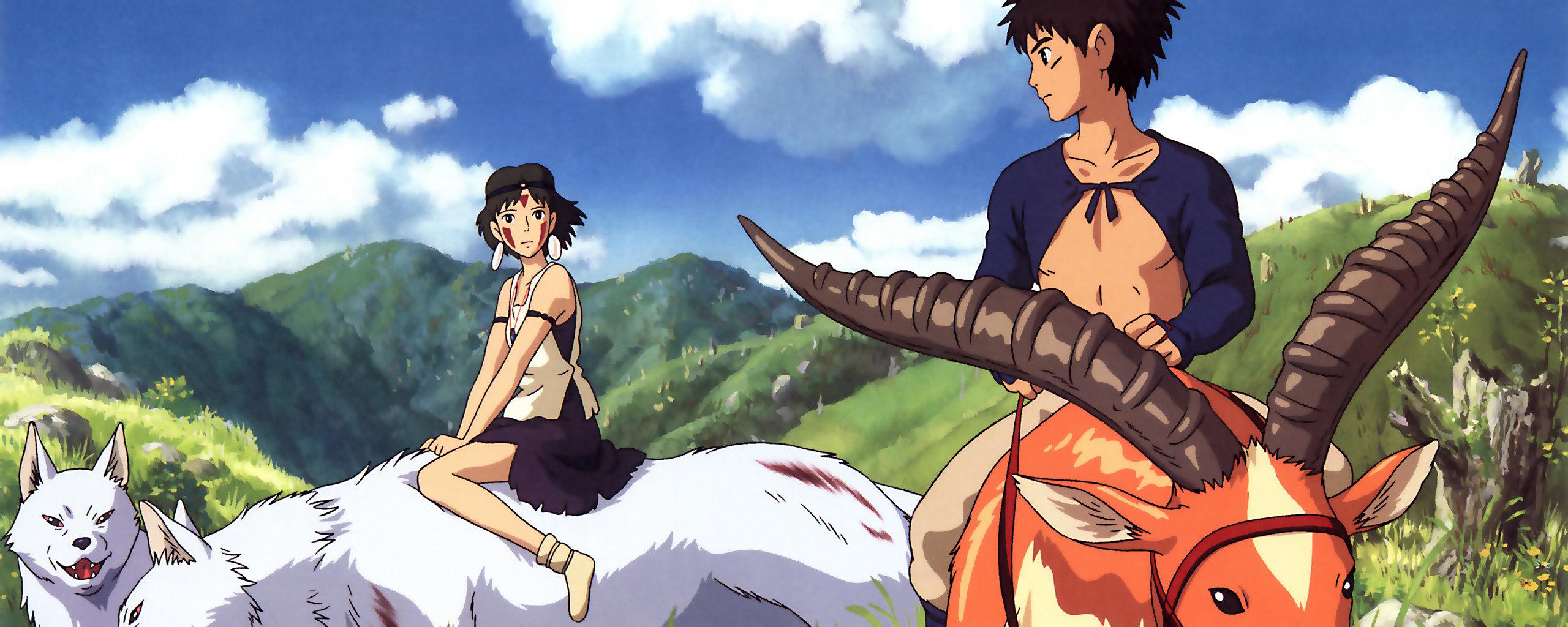 2560x1024 Dual monitor Princess Mononoke wallpaper, HD background