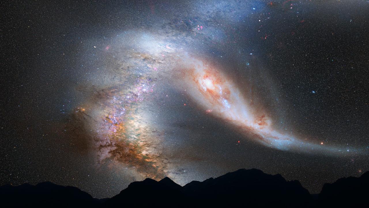 1280x720 Milky Way Galaxy's Head On Crash With Andromeda: Artist Image