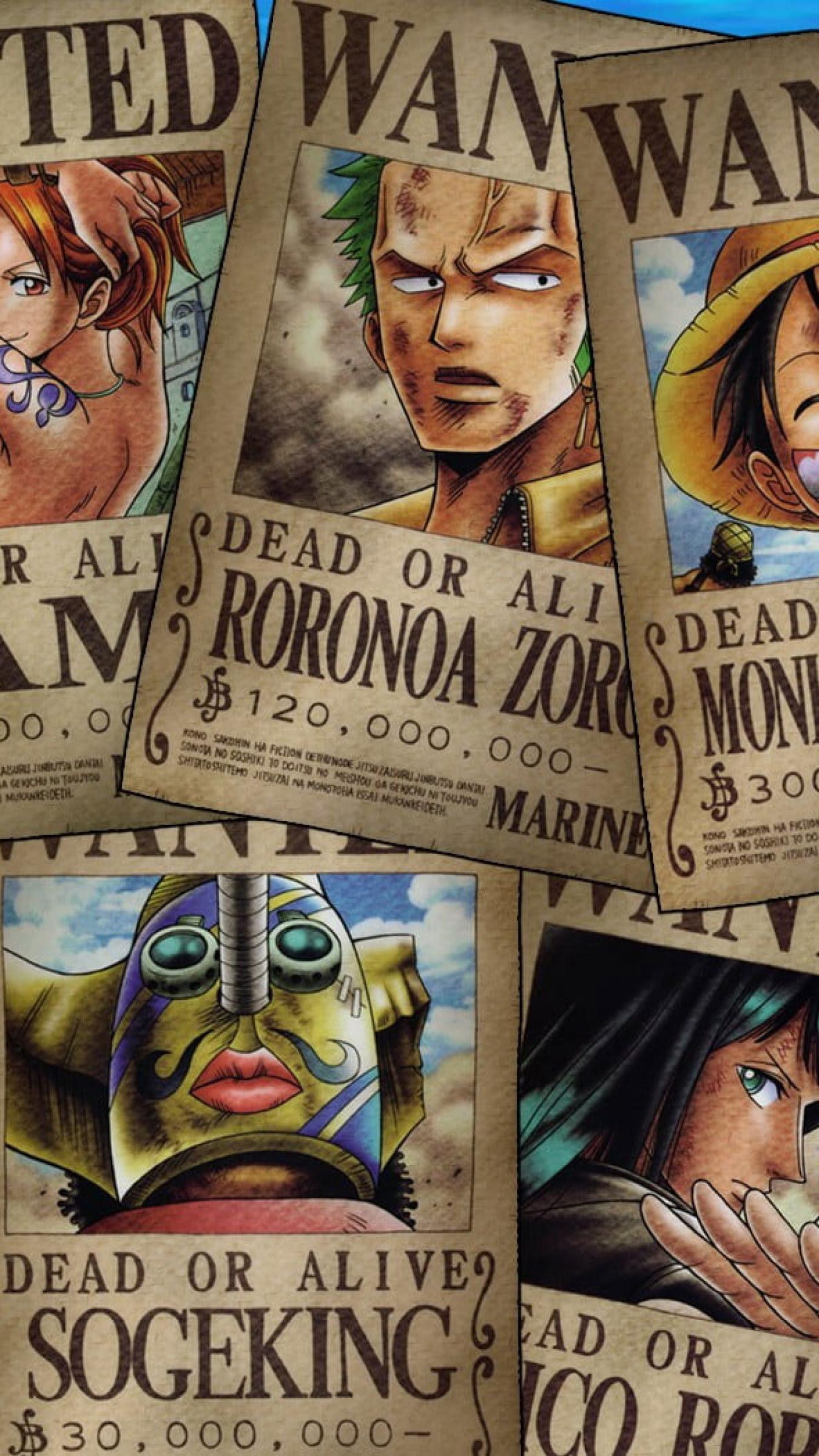 1350x2400 One Piece Wanted Posters Wallpaper, Tony Tony Chopper, Nami, Roronoa Zoro • Wallpaper For You