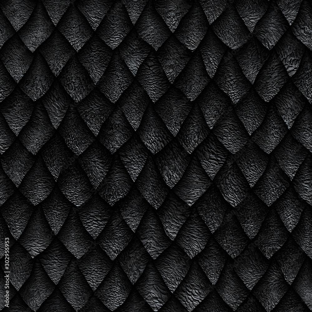 1000x1000 Wall mural Seamless texture of dragon scales, reptile skin, 3D illustration Nr. wallpaper digital printing
