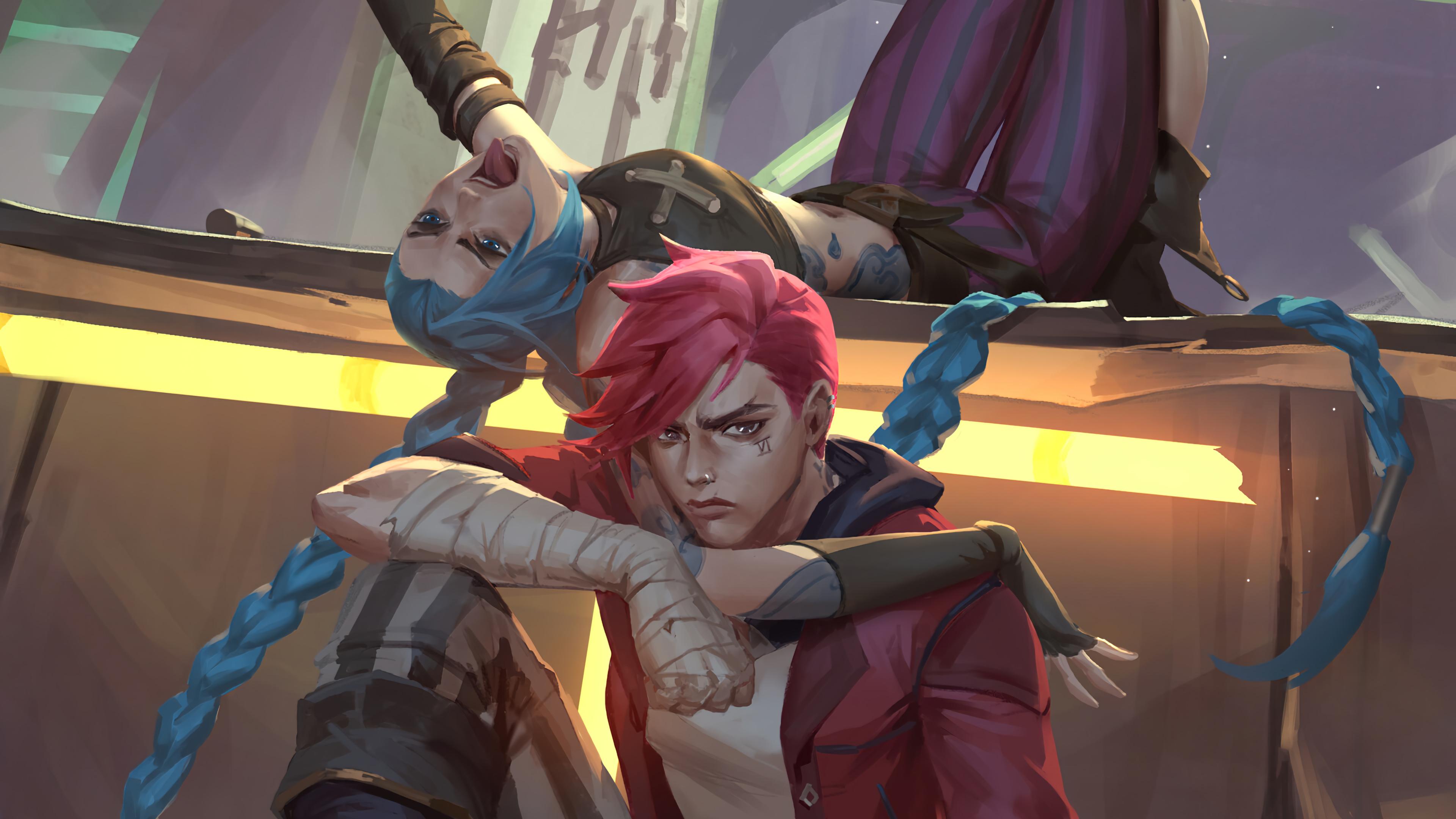 3840x2160 Jinx and Vi from Arcane League of Legends Wallpaper 4k Ultra HD