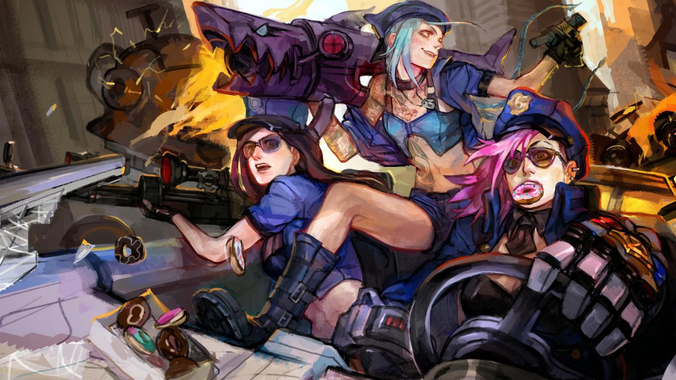 1366x768 Free download jinx vi caitlyn officer of piltover league of legends HD wallpaper lol [1920x1080] for your Desktop, Mobile & Tablet. Explore Jinx Wallpaper LOL. Firecracker Jinx Wallpaper, LOL