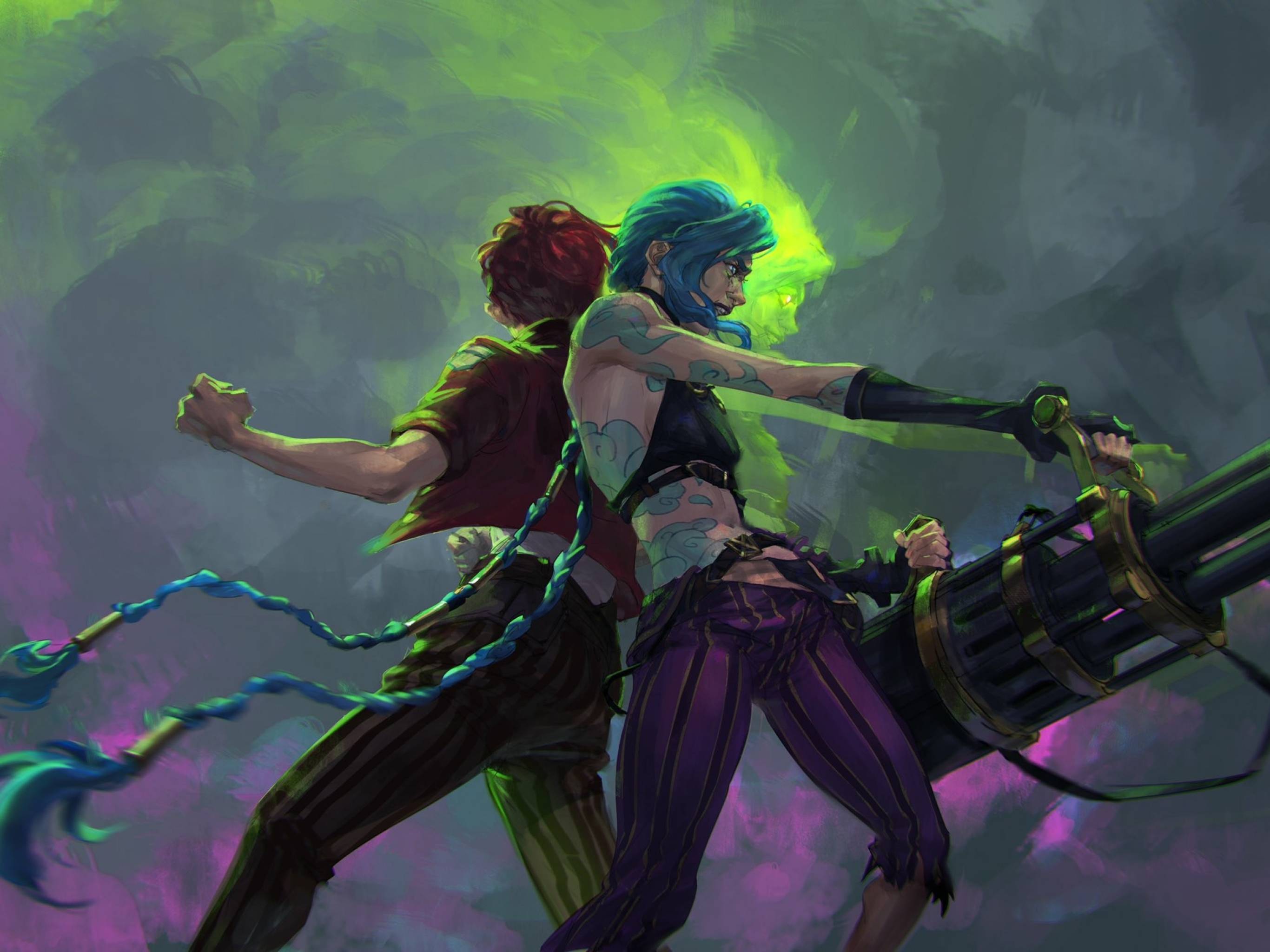 2732x2048 Jinx and VI Fighting Arcane Art 2732x2048 Resolution Wallpaper, HD TV Series 4K Wallpaper, Image, Photo and Background