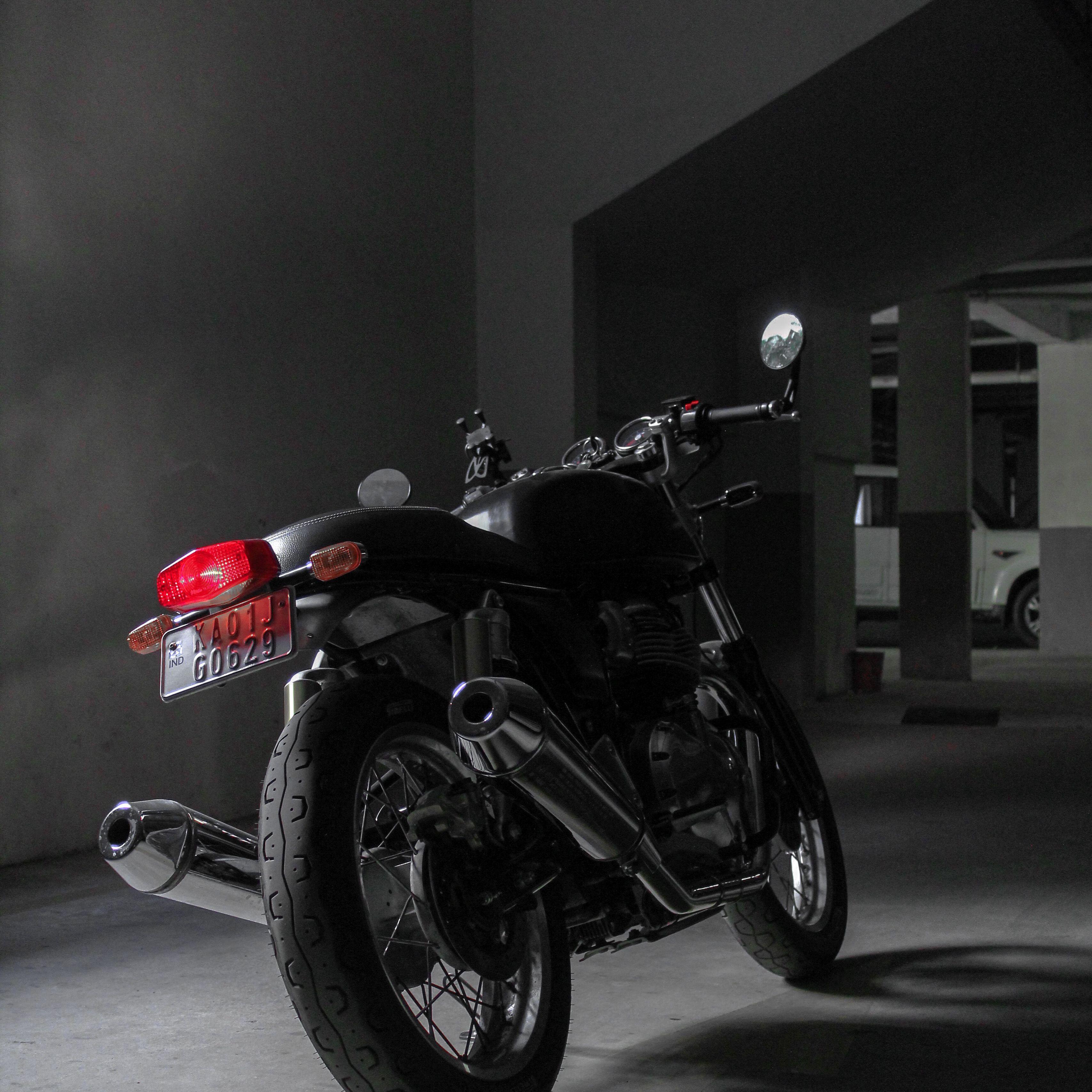 3415x3415 Download wallpaper 3415x3415 royal enfield continental gt royal enfield, motorcycle, bike, black, rear view ipad pro 12.9 retina for parallax HD background