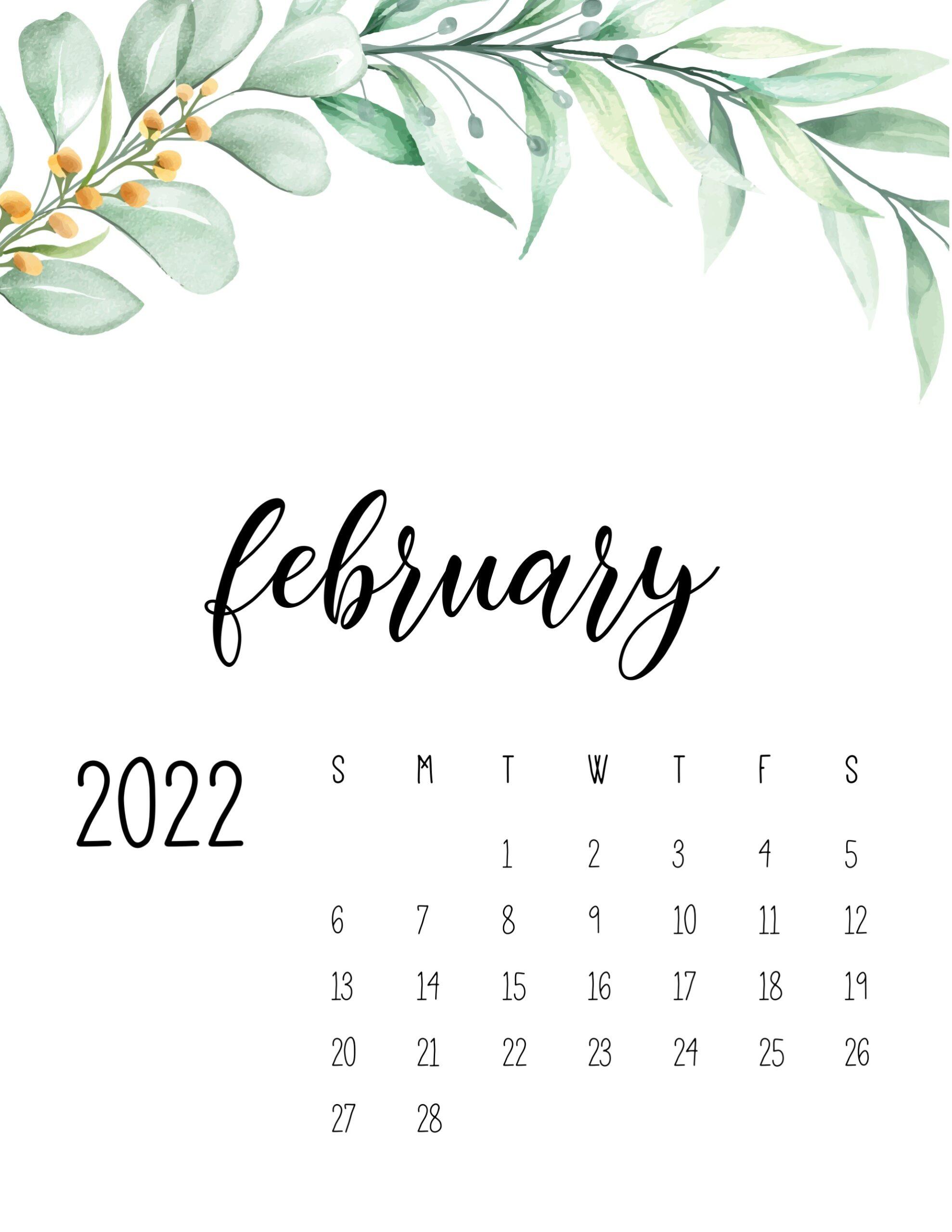 2022 kalendar februari February 2022