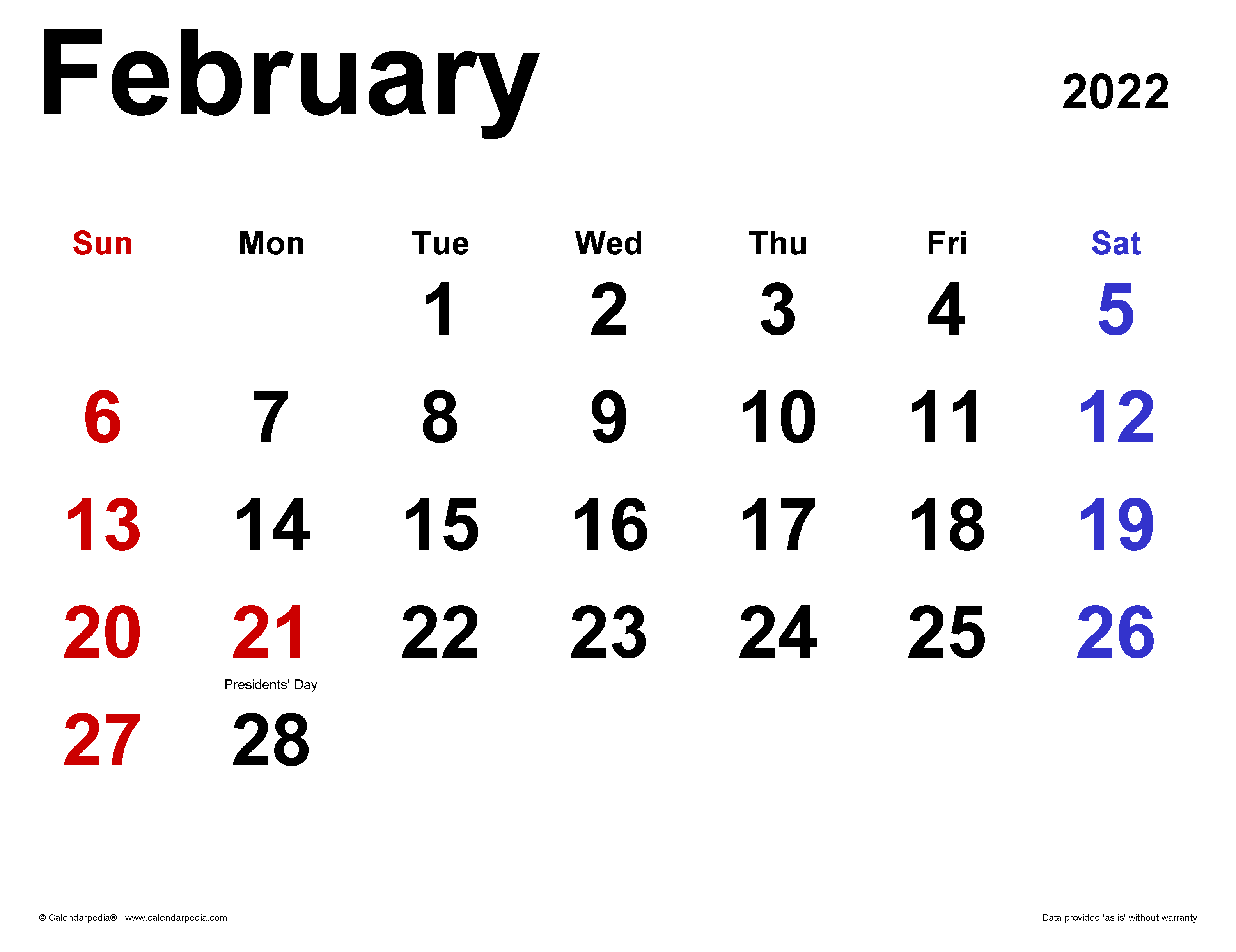 February 1 2022 Calendar