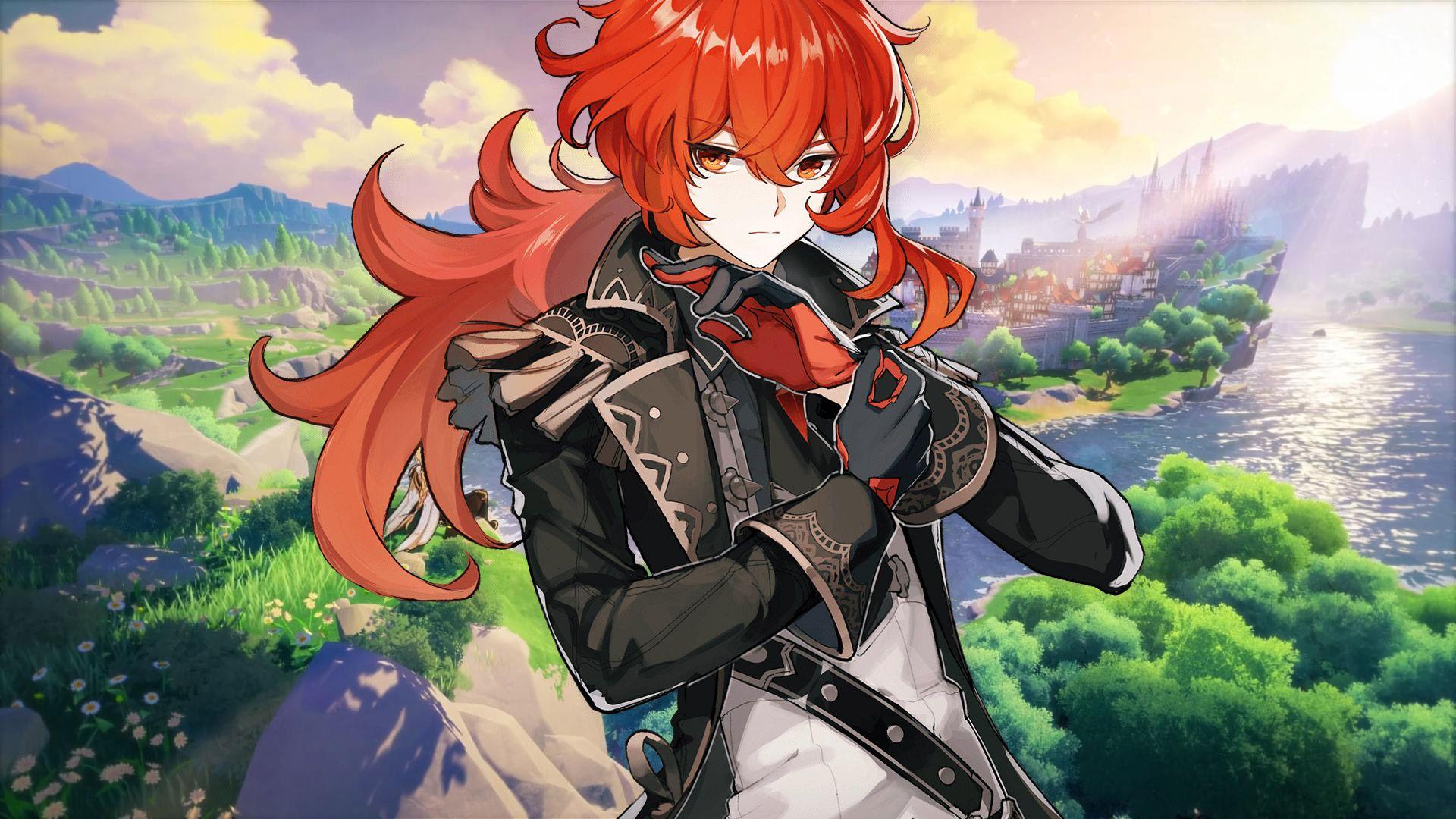 1920x1080 Diluc Genshin Impact Wallpaper