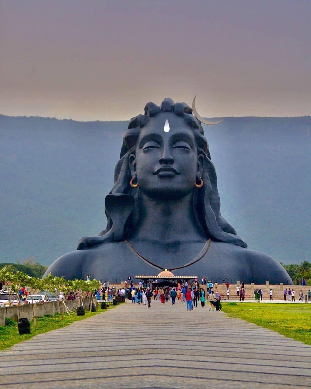 The Adiyogi statue is a 34-metre-tall, 45-metre-long and 25-metre-wide  steel statue of the Hindu deity Shiva with Thirunamam at Coimbatore,… |  Instagram