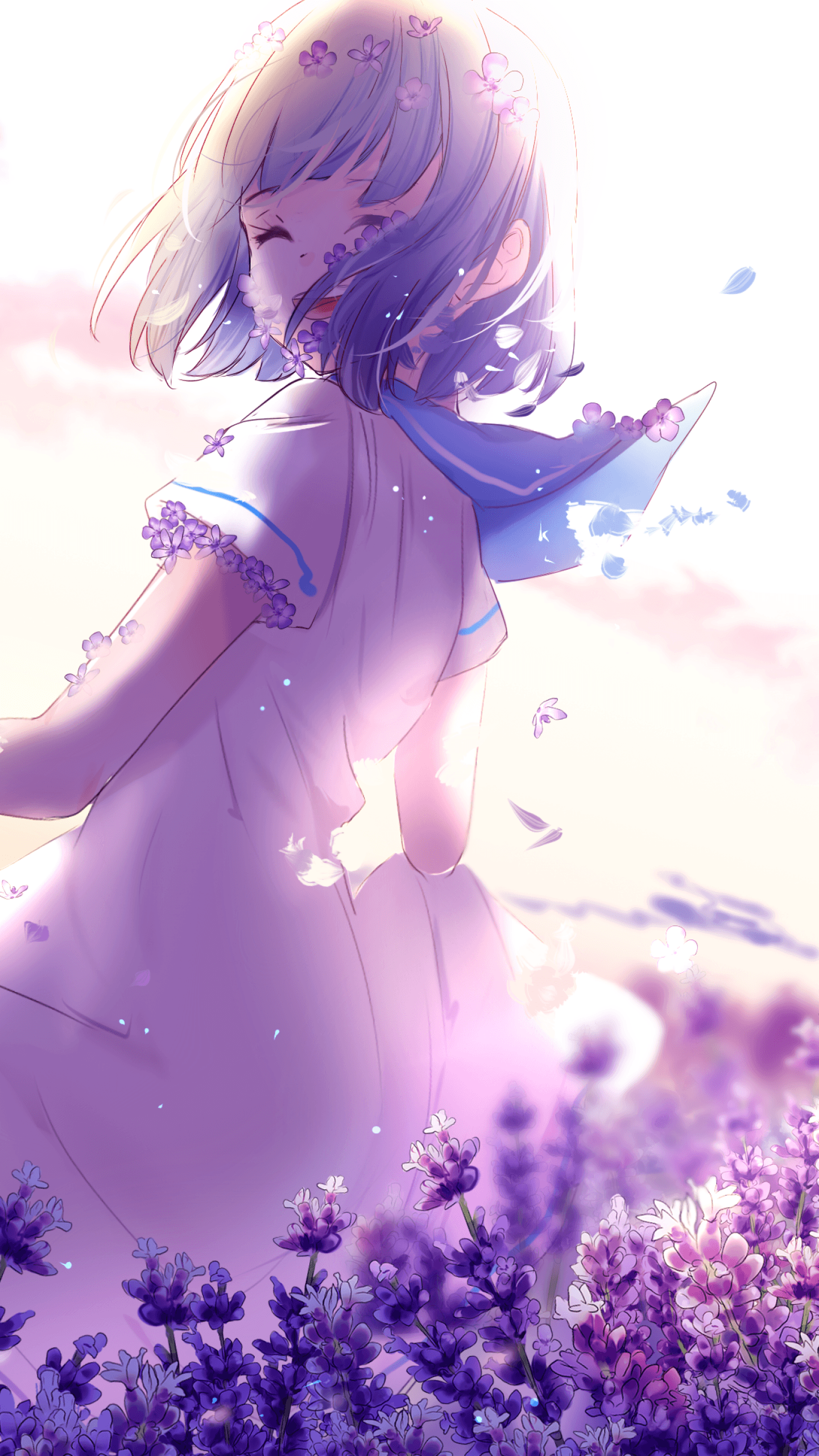 1440x2560 Purple Anime Girl Wallpaper, HD Purple Anime Girl Background on WallpaperBat