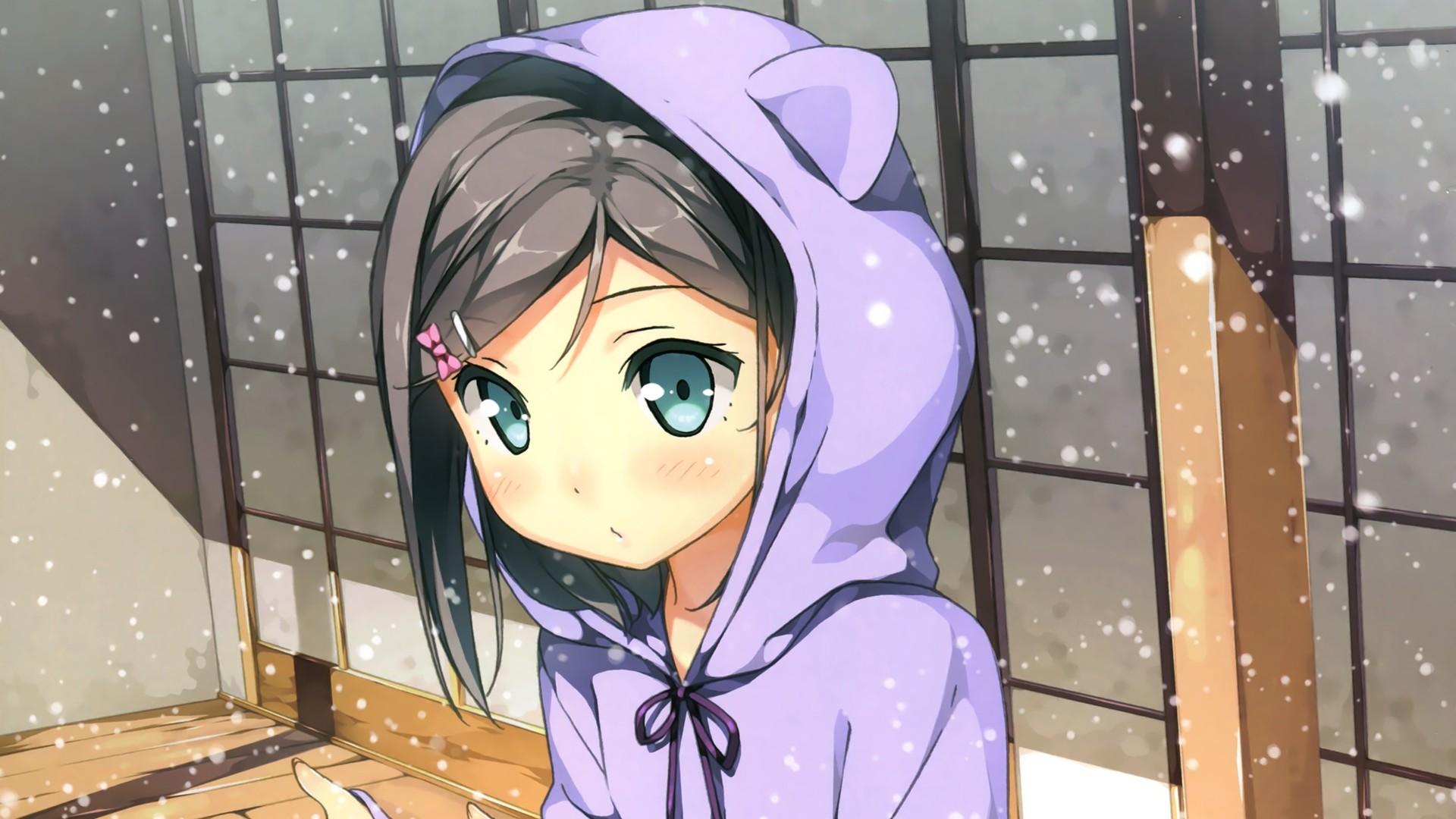 1920x1080 Hoodie Cute Anime Girl Wallpaper