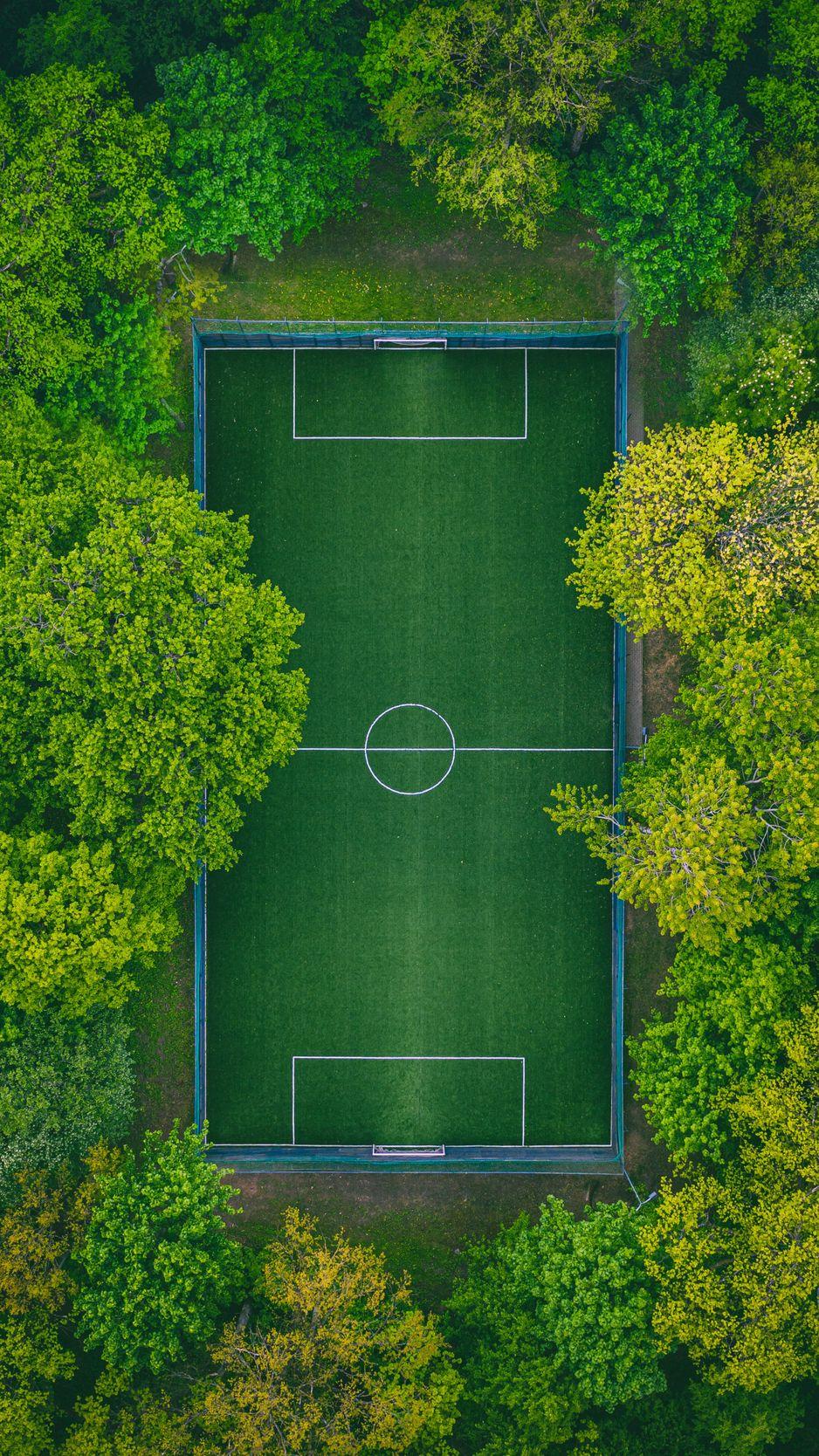 938x1668 Download Wallpaper 938x1668 Football Field, Aerial View, Trees, Playground, Green Iphone 8 7 6s 6 For Parallax HD Background