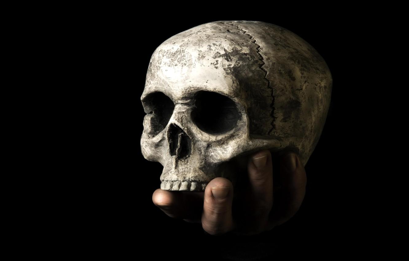 1332x850 Photo Wallpaper Death, Skull, Hand In Hand