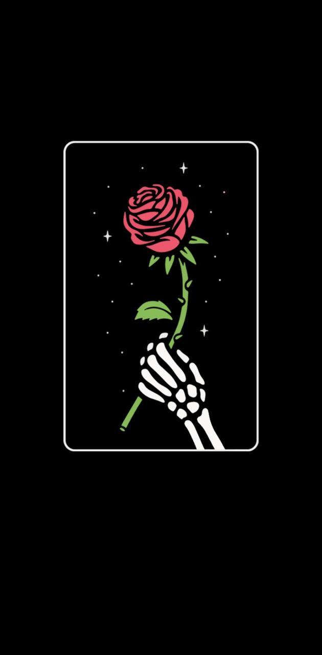 630x1280 Rose black skull wallpaper
