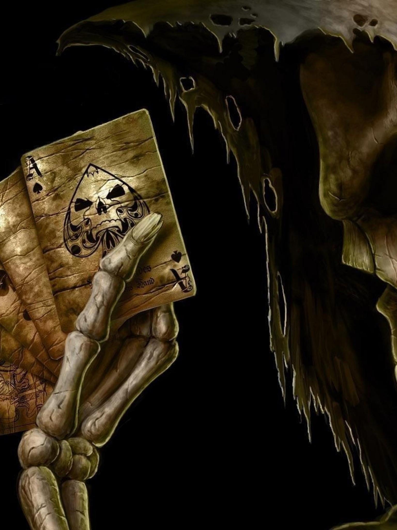 1536x2048 Download 1536x2048 Grim Reaper, Cards, Profile View, Skeleton, Hands Wallpaper for Apple iPad Mini, Apple IPad 4