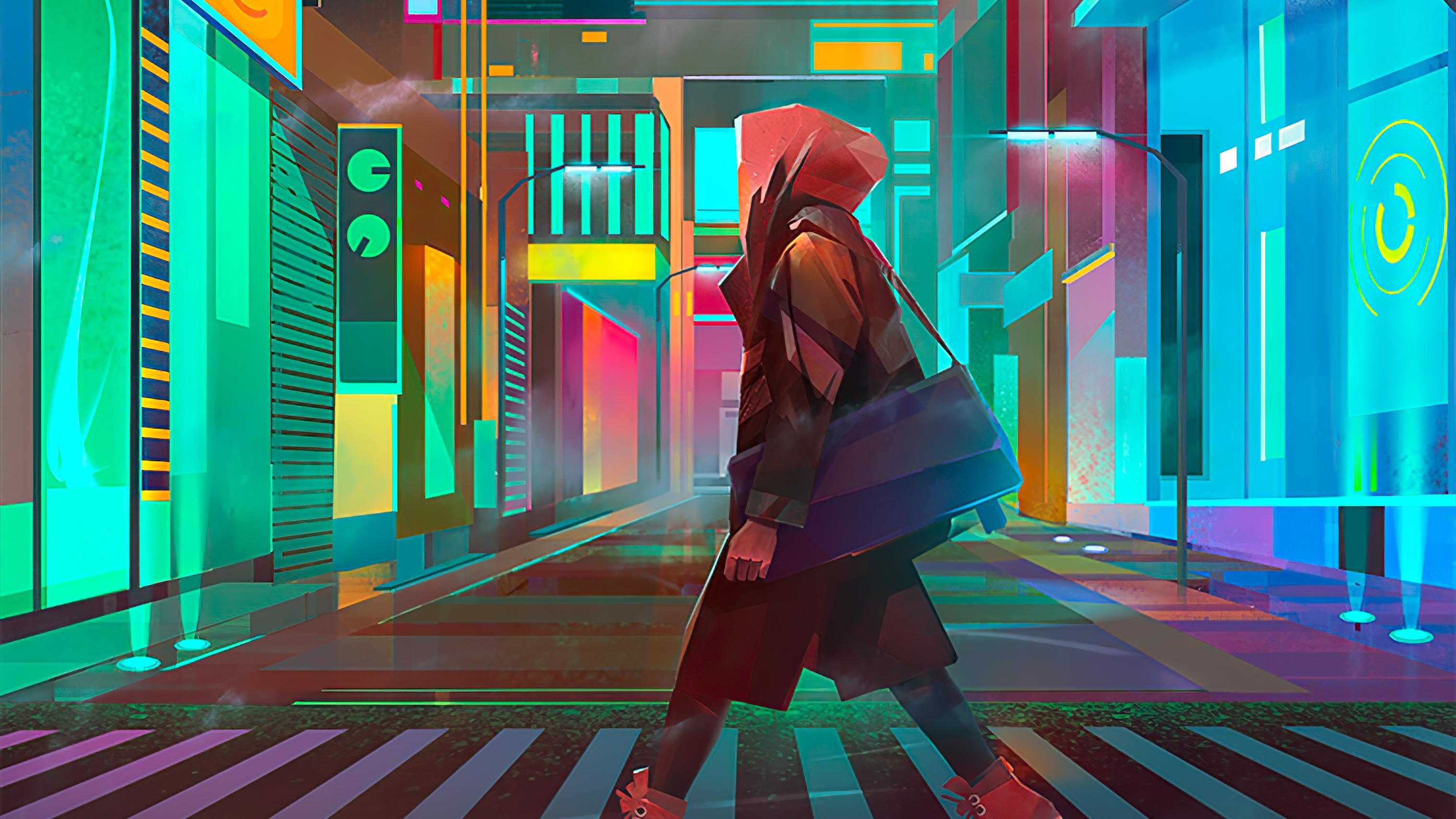 3040x1710 Crosswalk Night City Cyberpunk, HD Artist, 4k Wallpaper, Image, Background, Photo and Picture