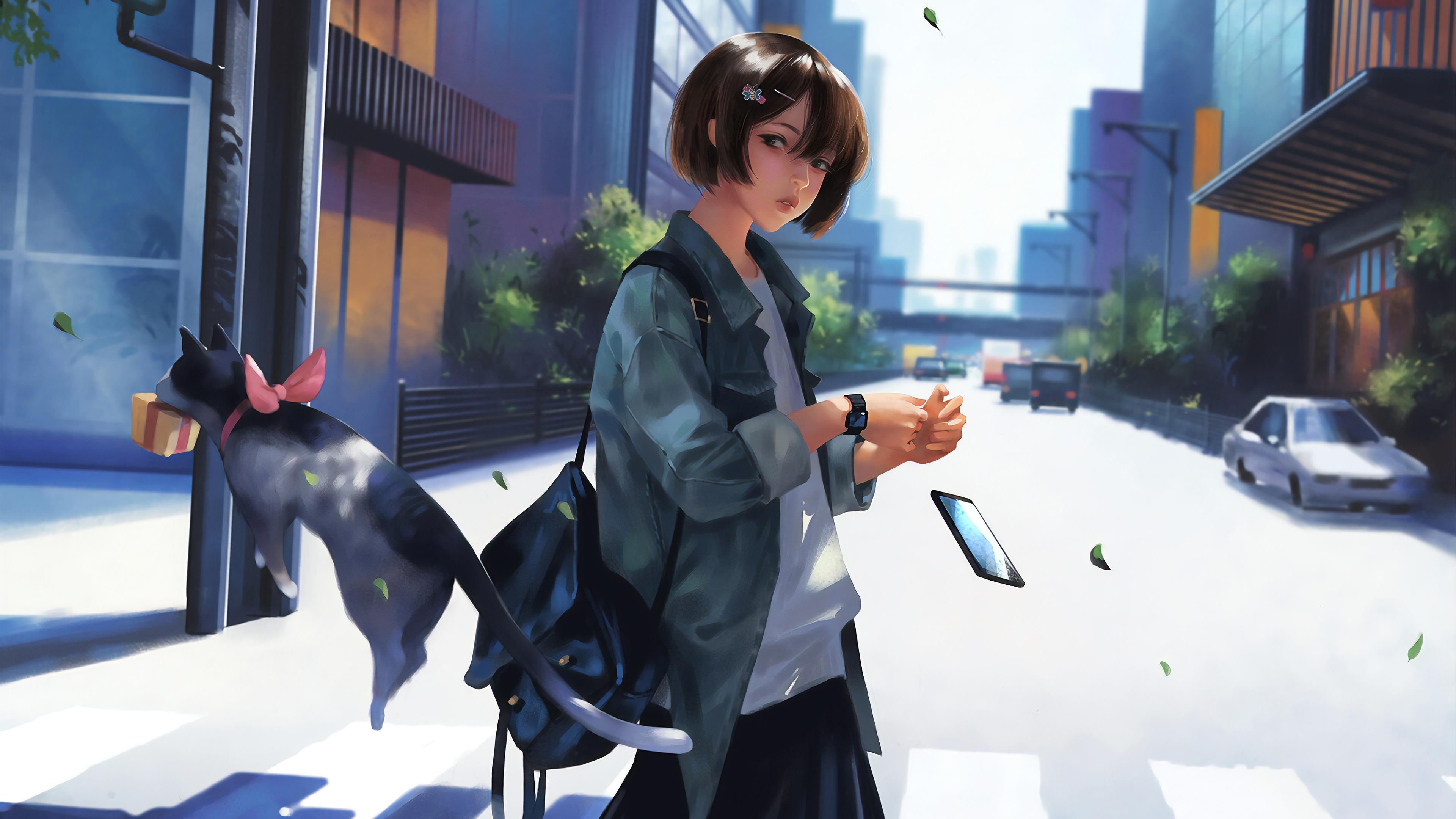 3840x2160 Wallpaper 4k Crosswalk Girl Wallpaper